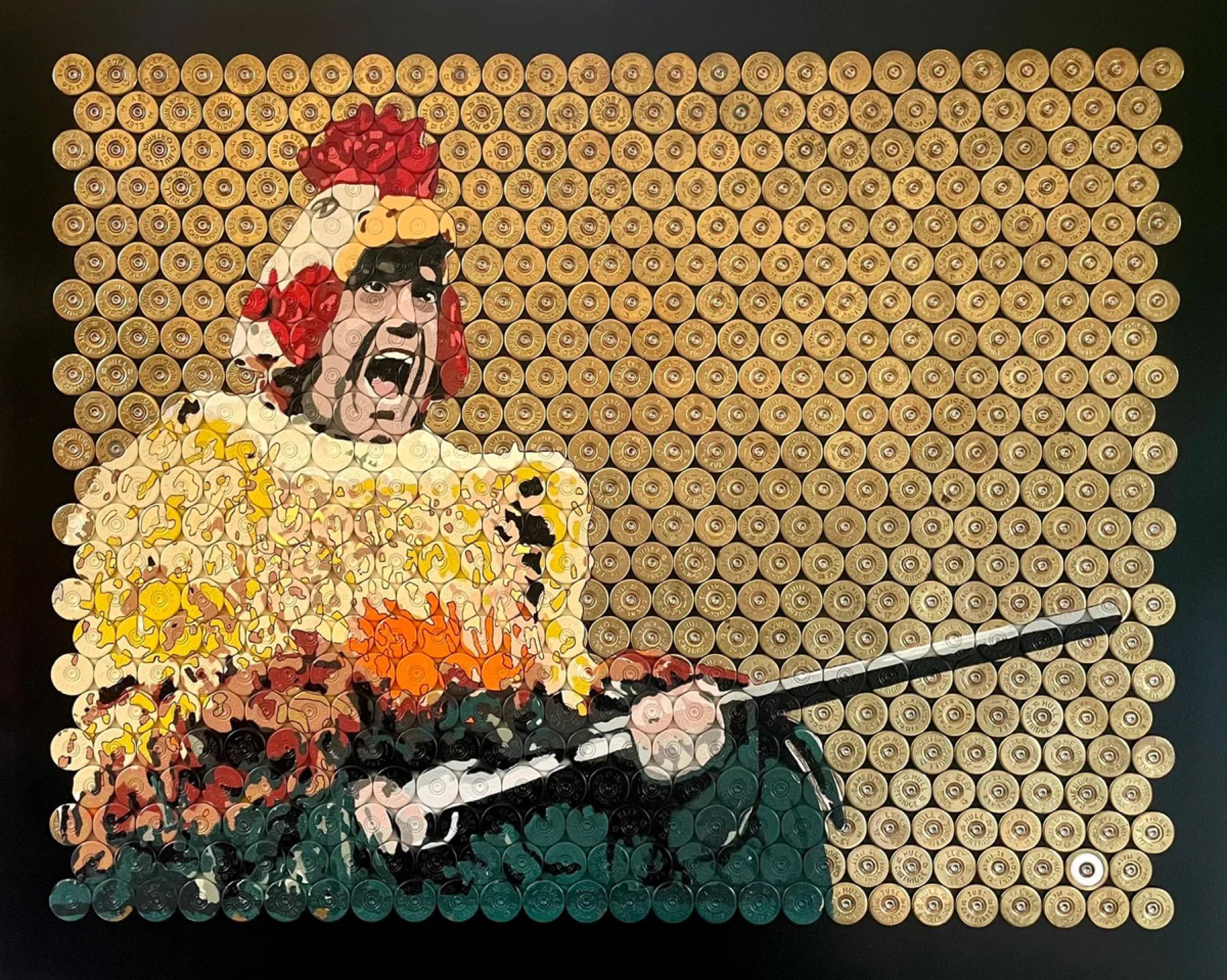 Be the Chicken ( Freddie the Chicken ) - Upcycled Shotgun Shell Portrait