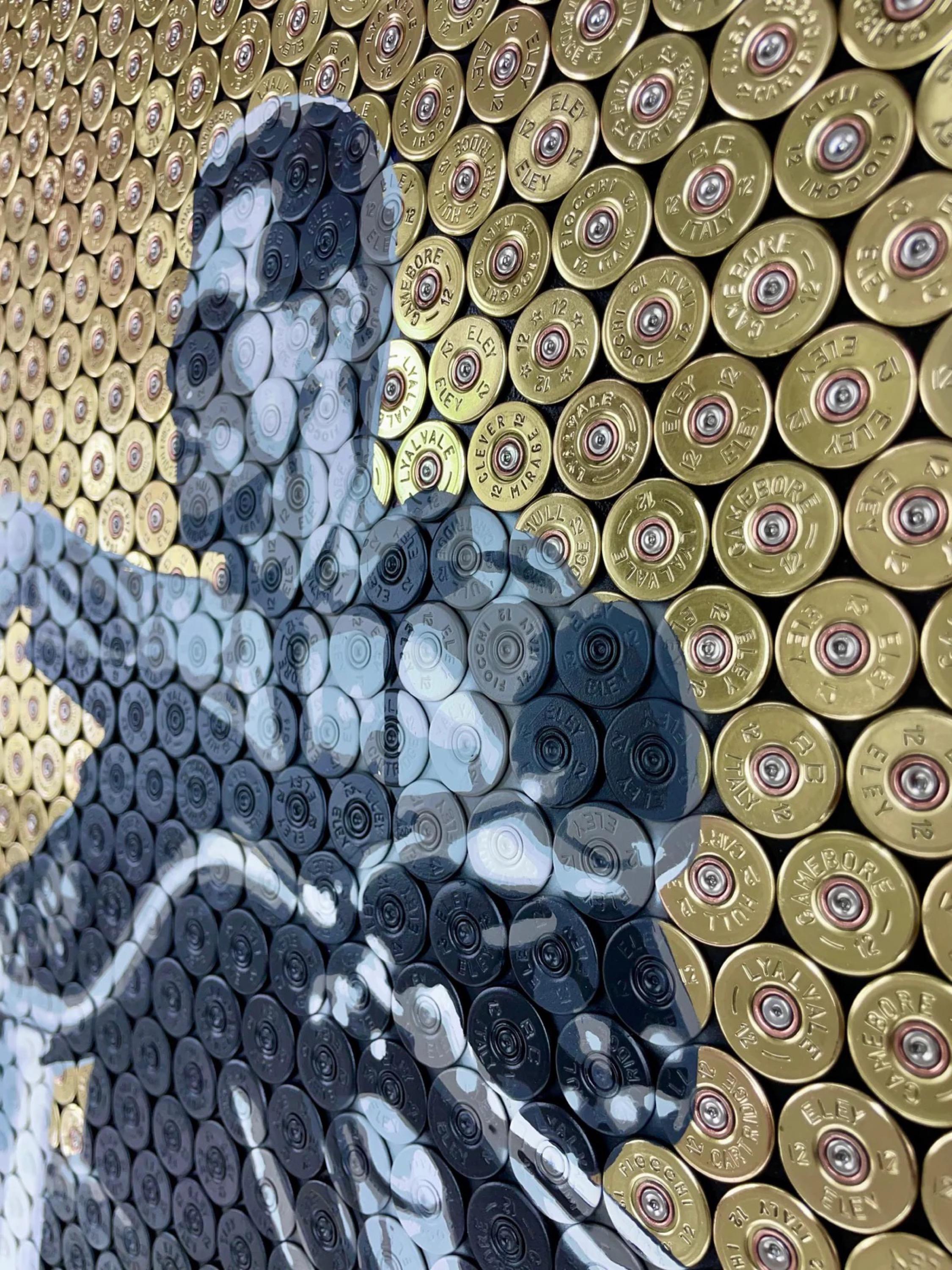 Arnold Schwarzenegger – Terminator 2: Judgment Day (Upcycled Shotgun Shells) - Contemporary Painting by Jasper Leadbeater
