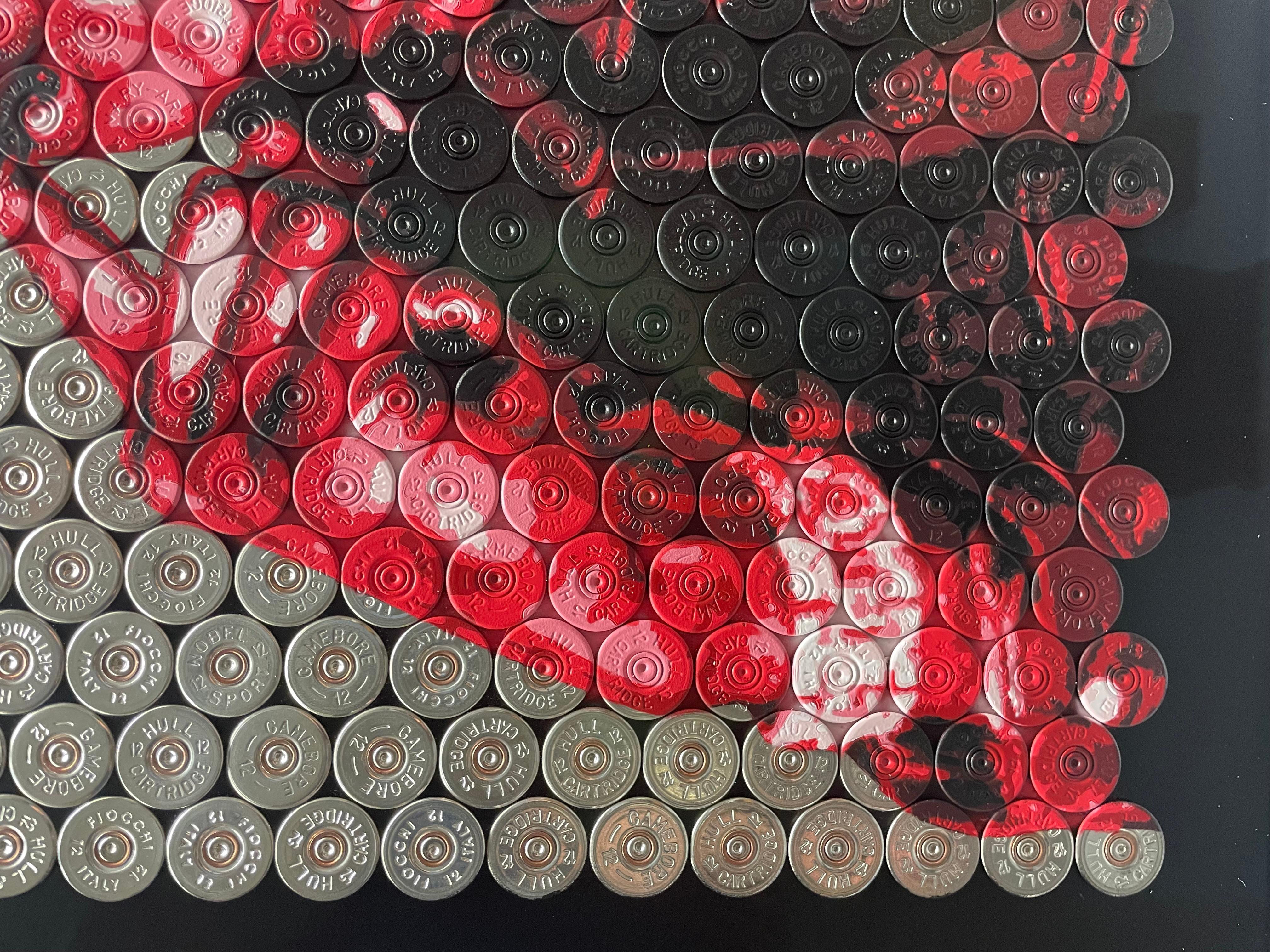 Busta - Original Schrotflinte Shell Original Kunstwerk - Busta Rhymes - Hip Hop Pop Kunst (Schwarz), Figurative Painting, von Jasper Leadbeater