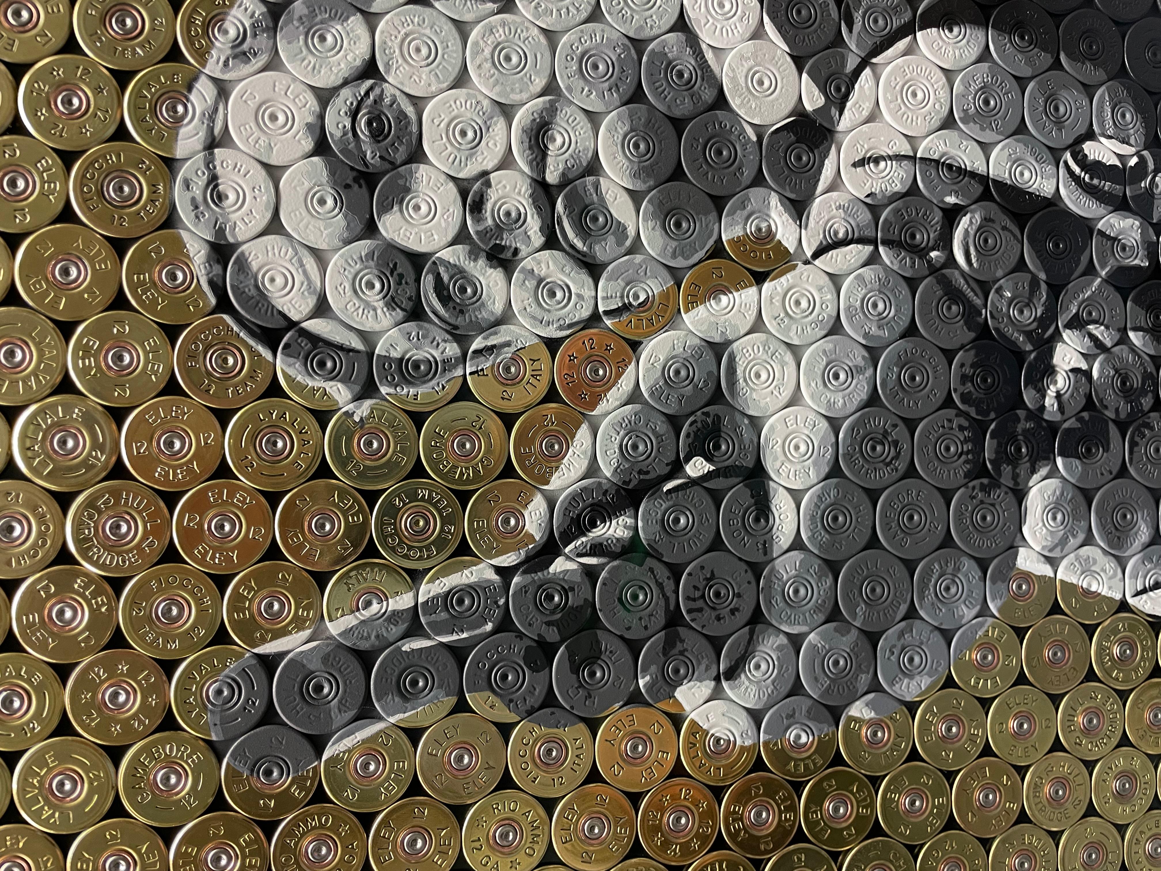 Caine ist Carter  Original Schrotflinte Shell Kunstwerk - Get Carter Michael Caine (Pop-Art), Painting, von Jasper Leadbeater