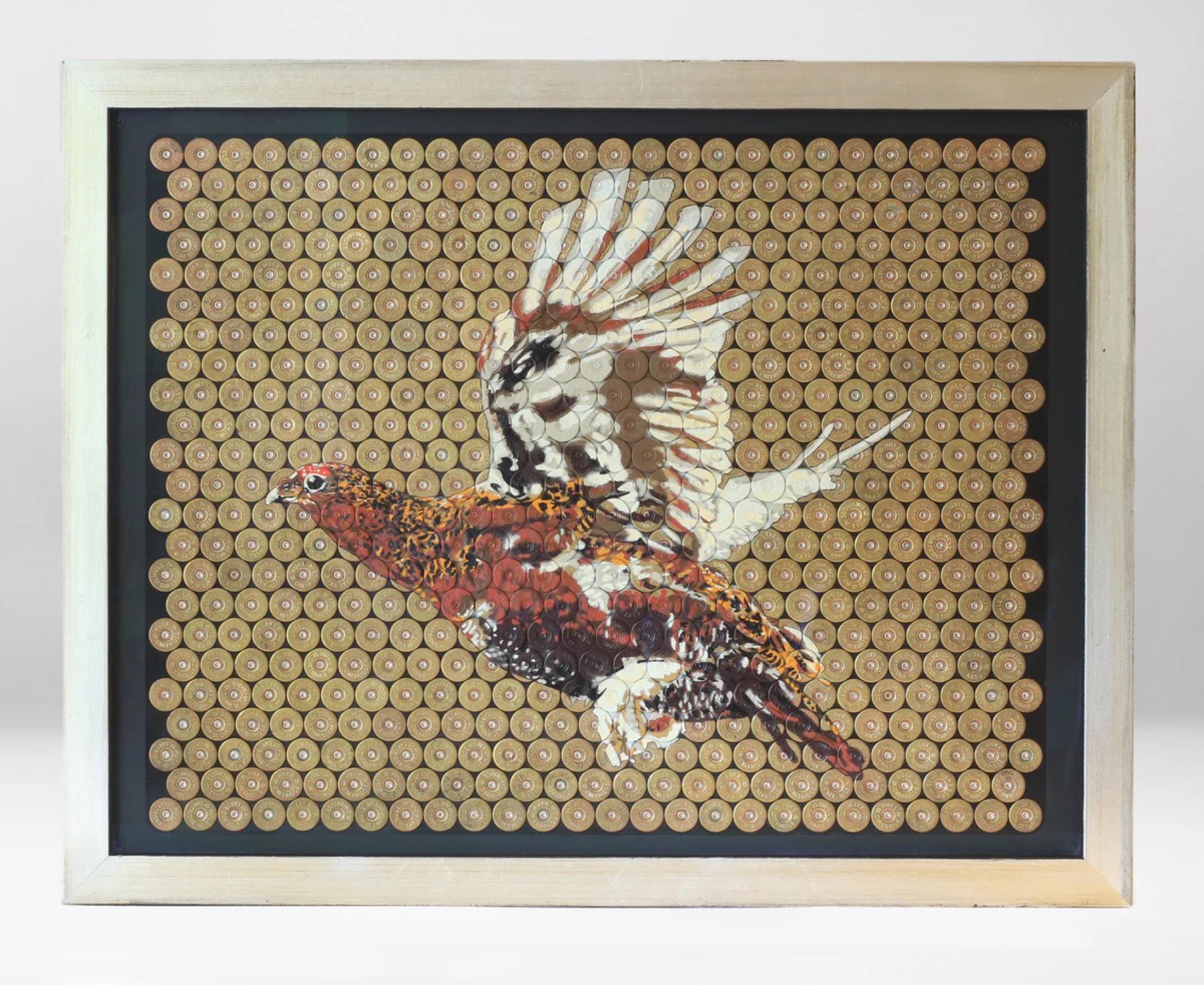 Glorious 12th – Red Grouse in Flight (Upcycled Shotgun Shell Art) - Mixed Media Art by Jasper Leadbeater