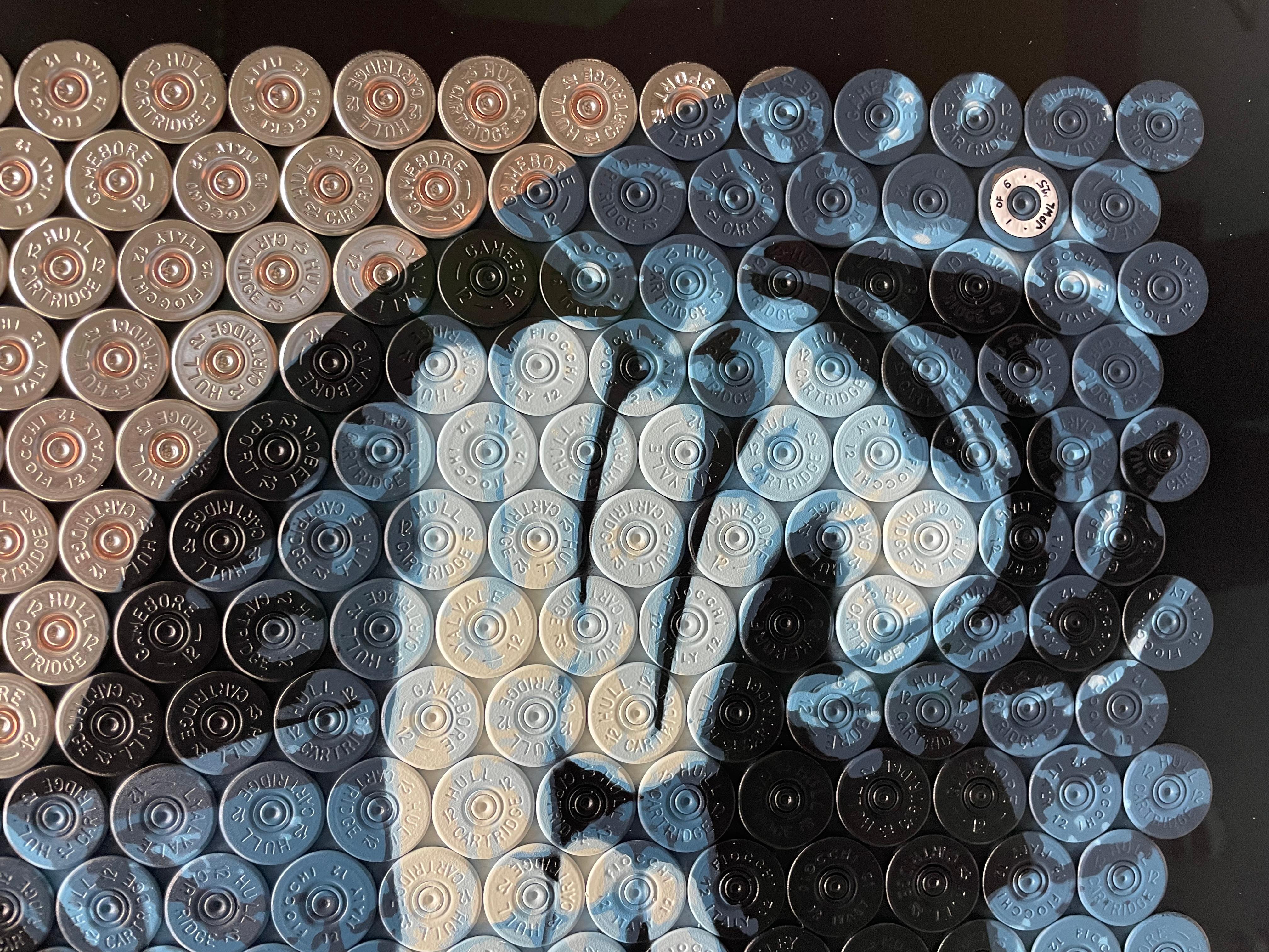 Nasty Nas - Original Schrotflinte Shell Original Kunstwerk - NAS - Hip Hop Pop Kunst (Schwarz), Figurative Painting, von Jasper Leadbeater