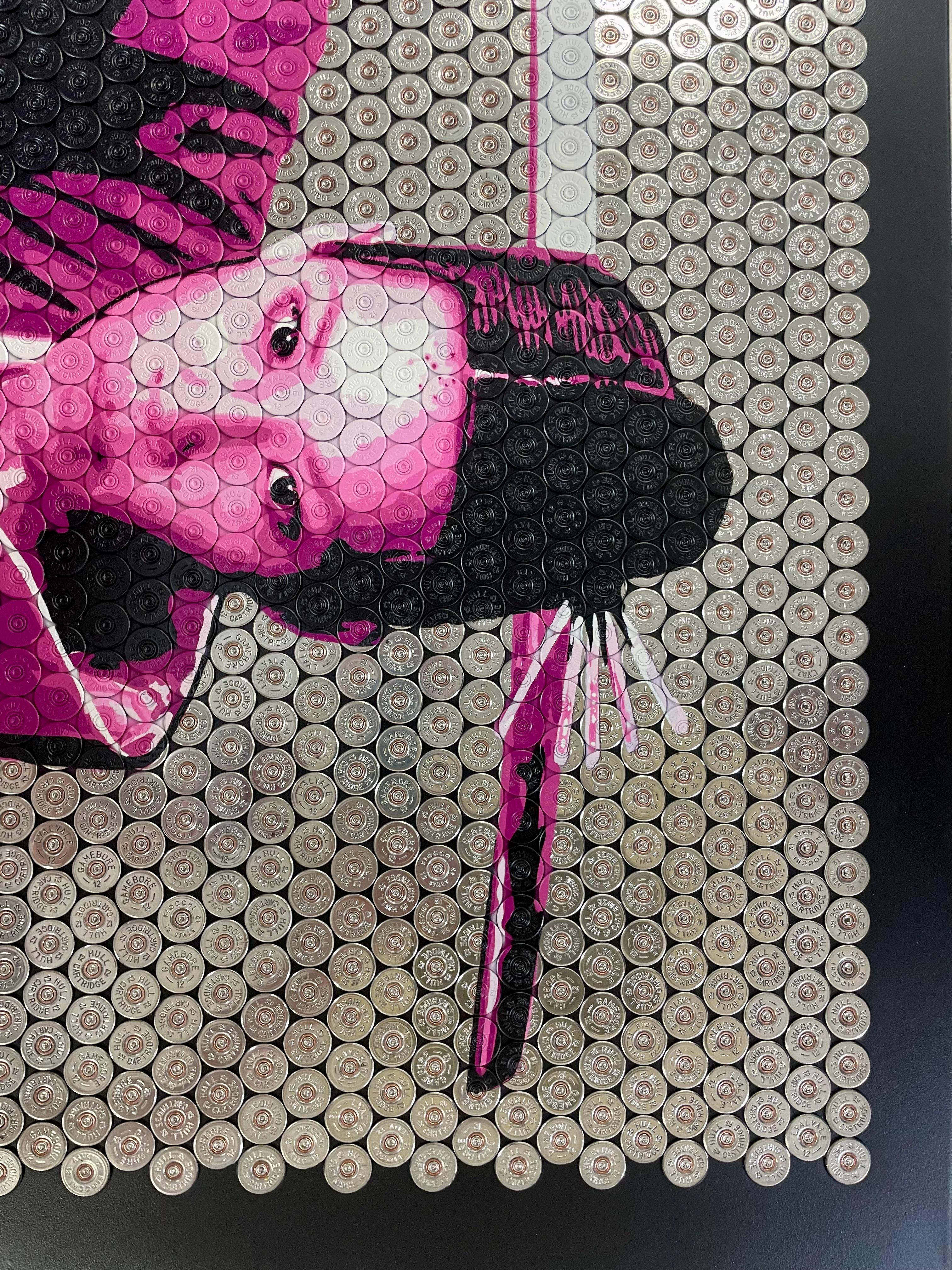 O-Ren Ishii - Original Shotgun Shell Original Artwork - Kill Bill Lucy Liu Art - Black Figurative Painting by Jasper Leadbeater