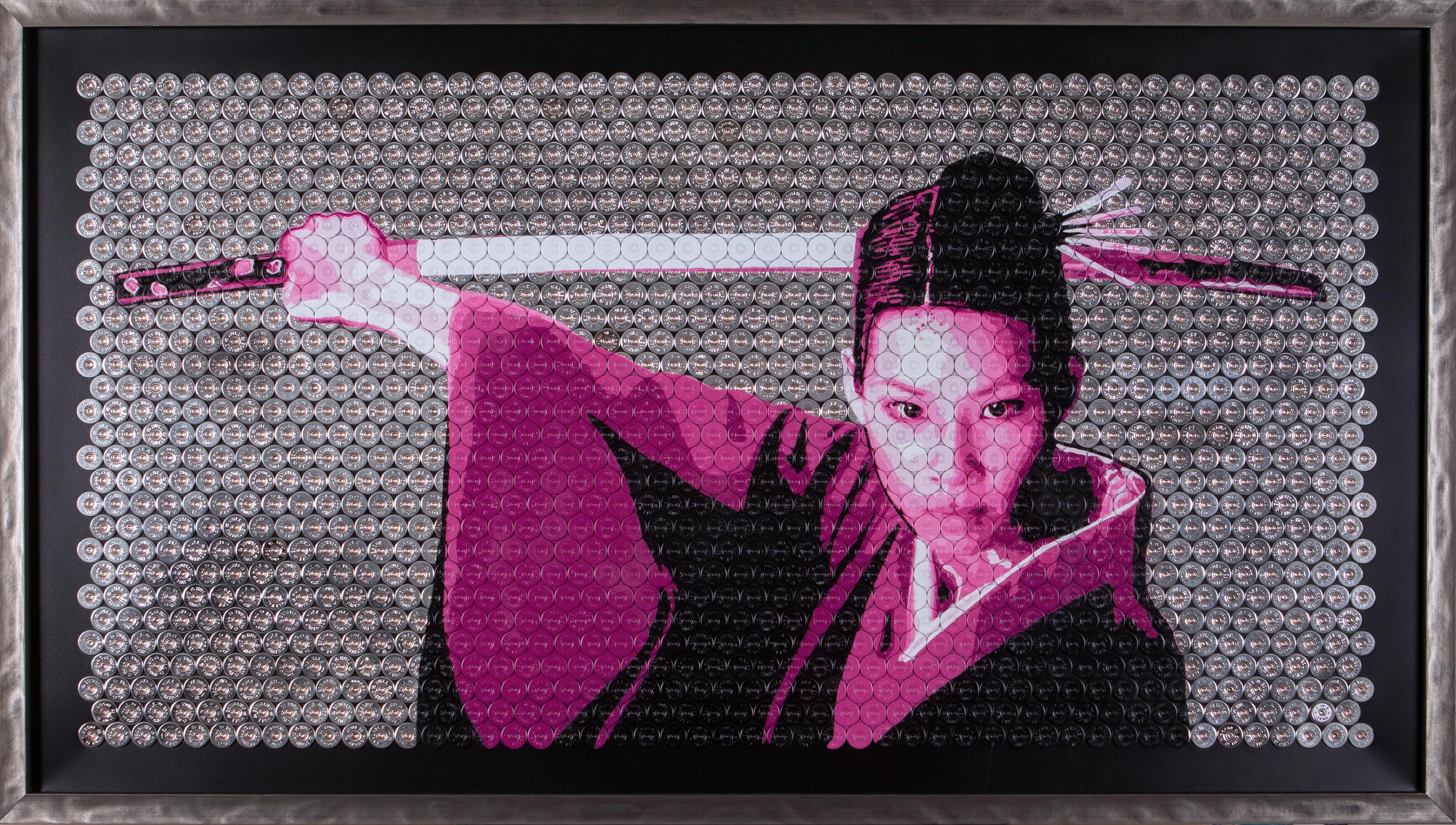 Jasper Leadbeater Figurative Painting - O-Ren Ishii - Original Shotgun Shell Original Artwork - Kill Bill Lucy Liu Art