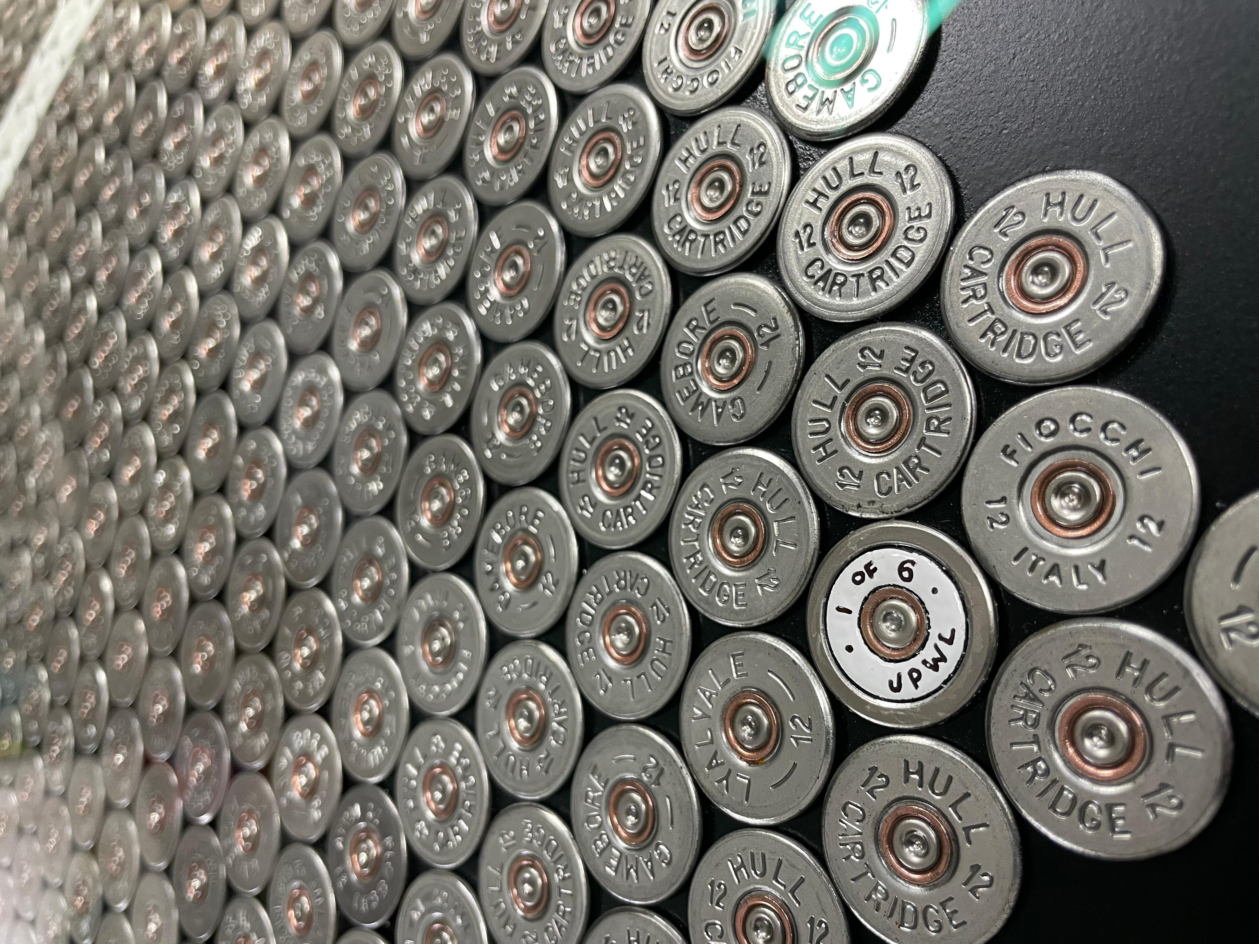 The Bride - Original Shotgun Shell Original Artwork - Kill Bill Uma Thurman Art - Black Figurative Painting by Jasper Leadbeater