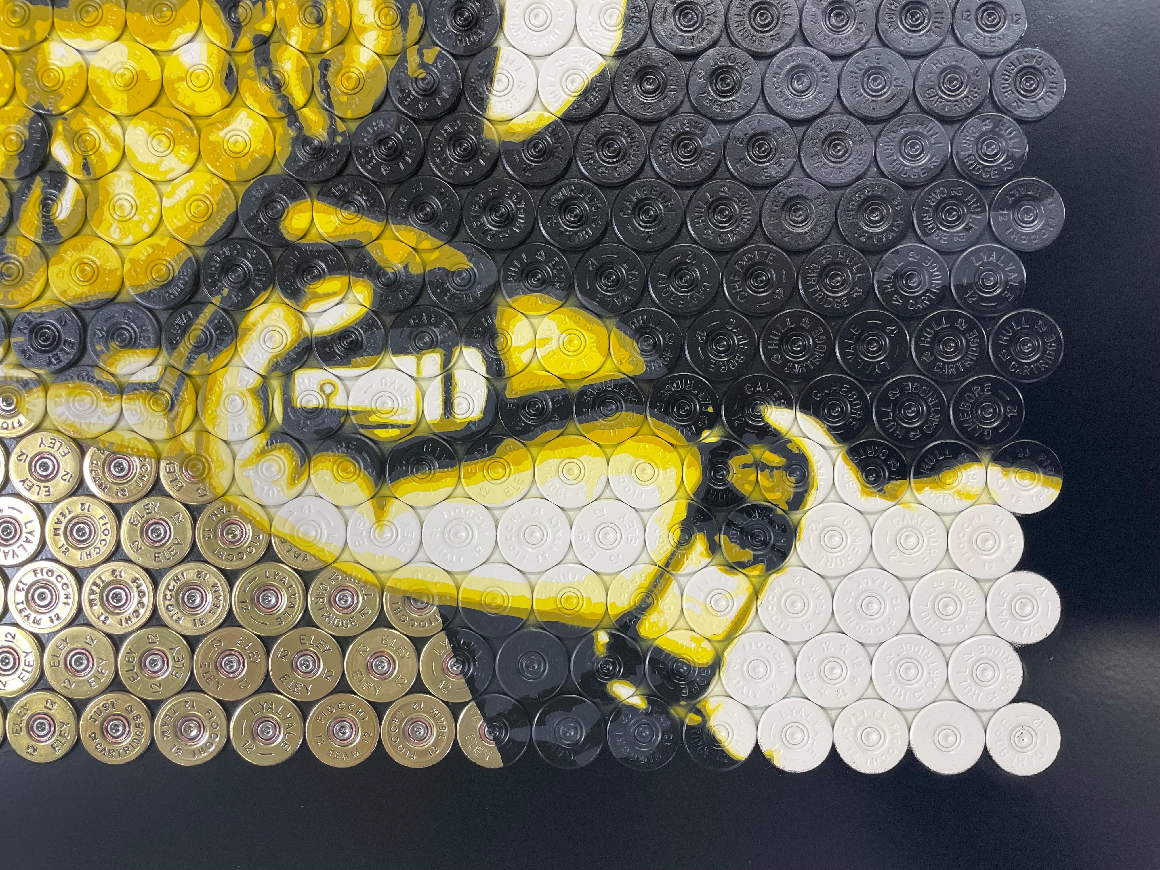 Der Chef - Original Schrotflinte Shell Original Kunstwerk - Raekwon - Hip Hop Pop Kunst (Schwarz), Figurative Painting, von Jasper Leadbeater