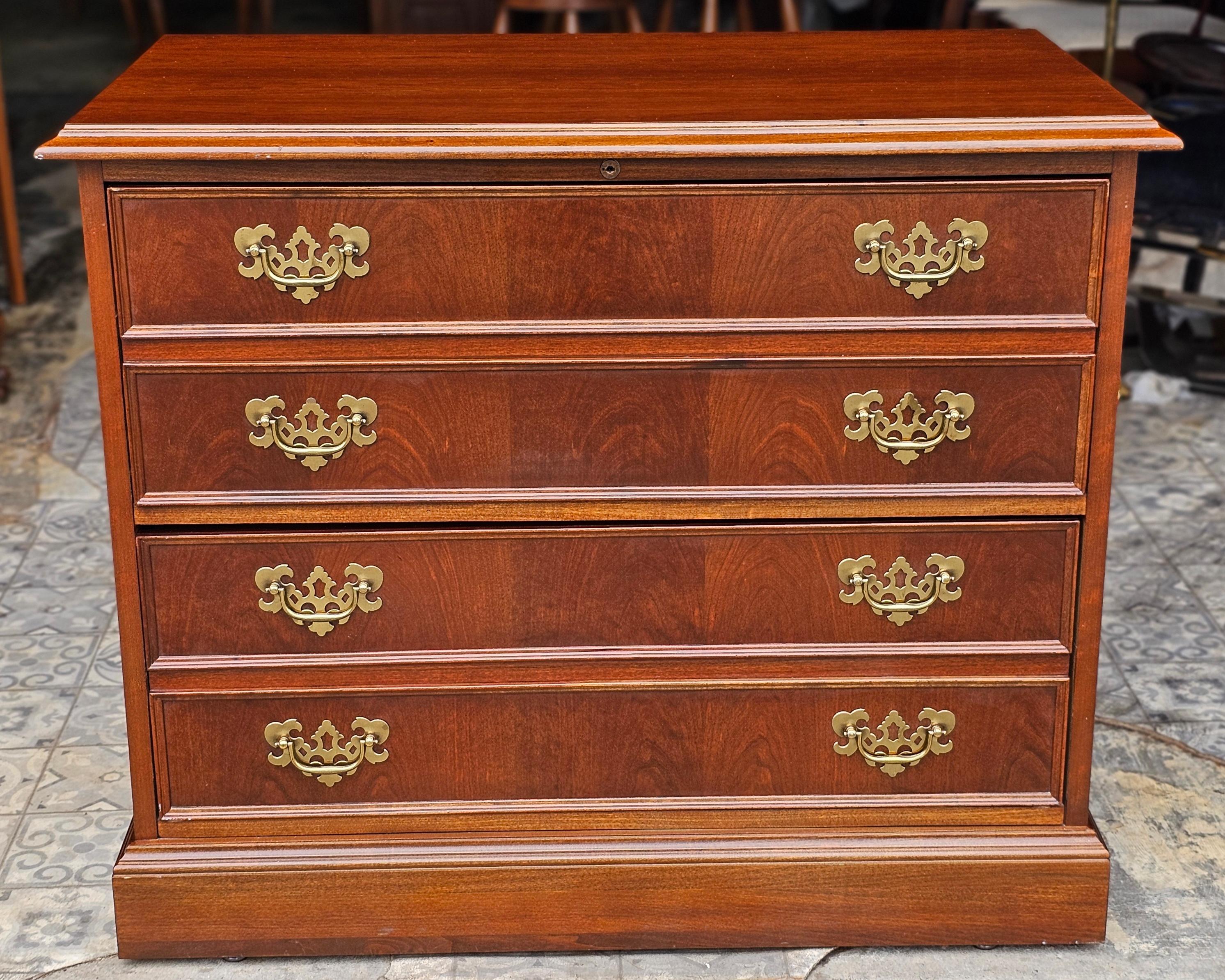 American Jasper Mahogany Chippendale Executive Lateral Filing Cabinet For Sale