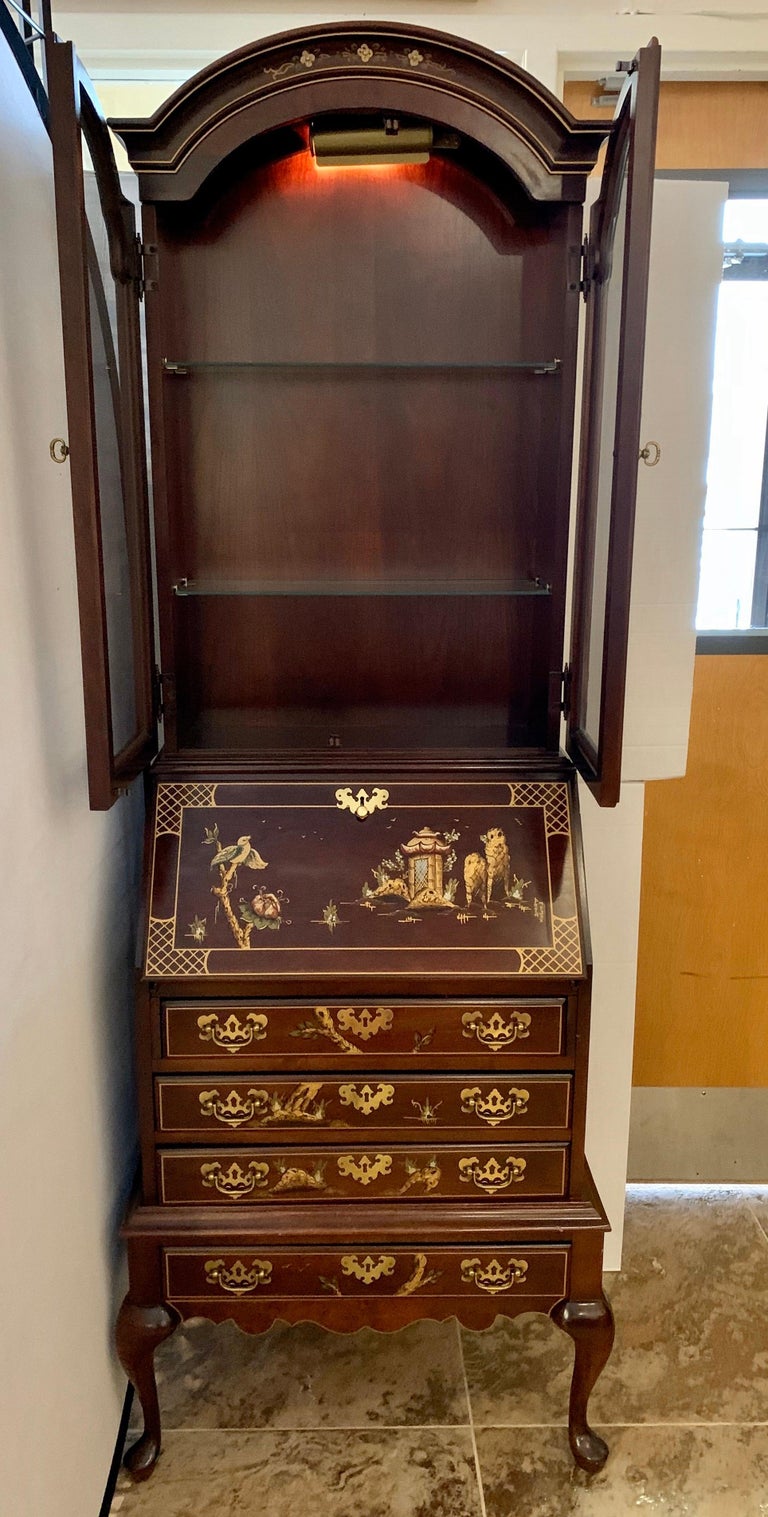 Jasper Midcentury Chinoiserie Hand Painted Secretary Desk Display