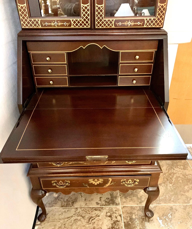 Jasper Midcentury Chinoiserie Hand Painted Secretary Desk Display