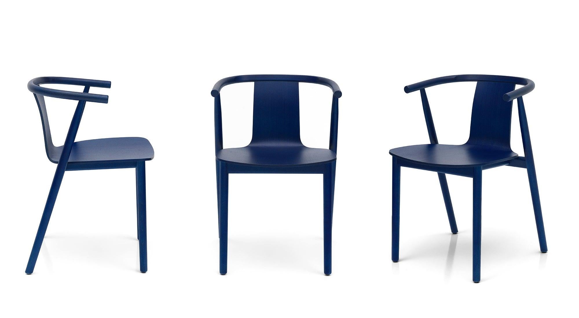 Italian Jasper Morrison Bac Chair in Shanghai Blue Stained for Cappellini For Sale