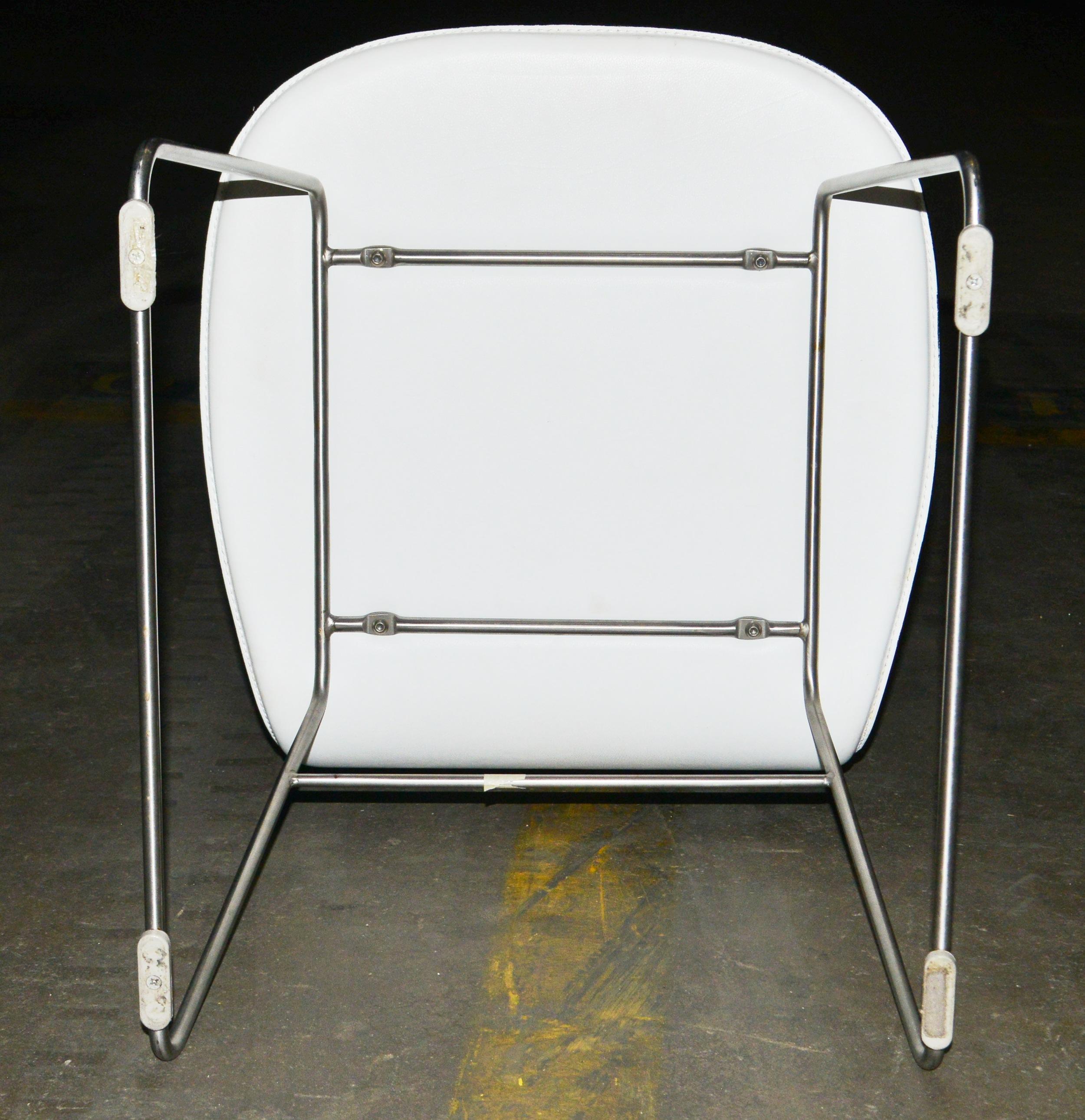 Jasper Morrison For Cappellini 'Hi Pad' White Leather Chairs 3