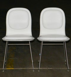Jasper Morrison For Cappellini 'Hi Pad' White Leather Chairs