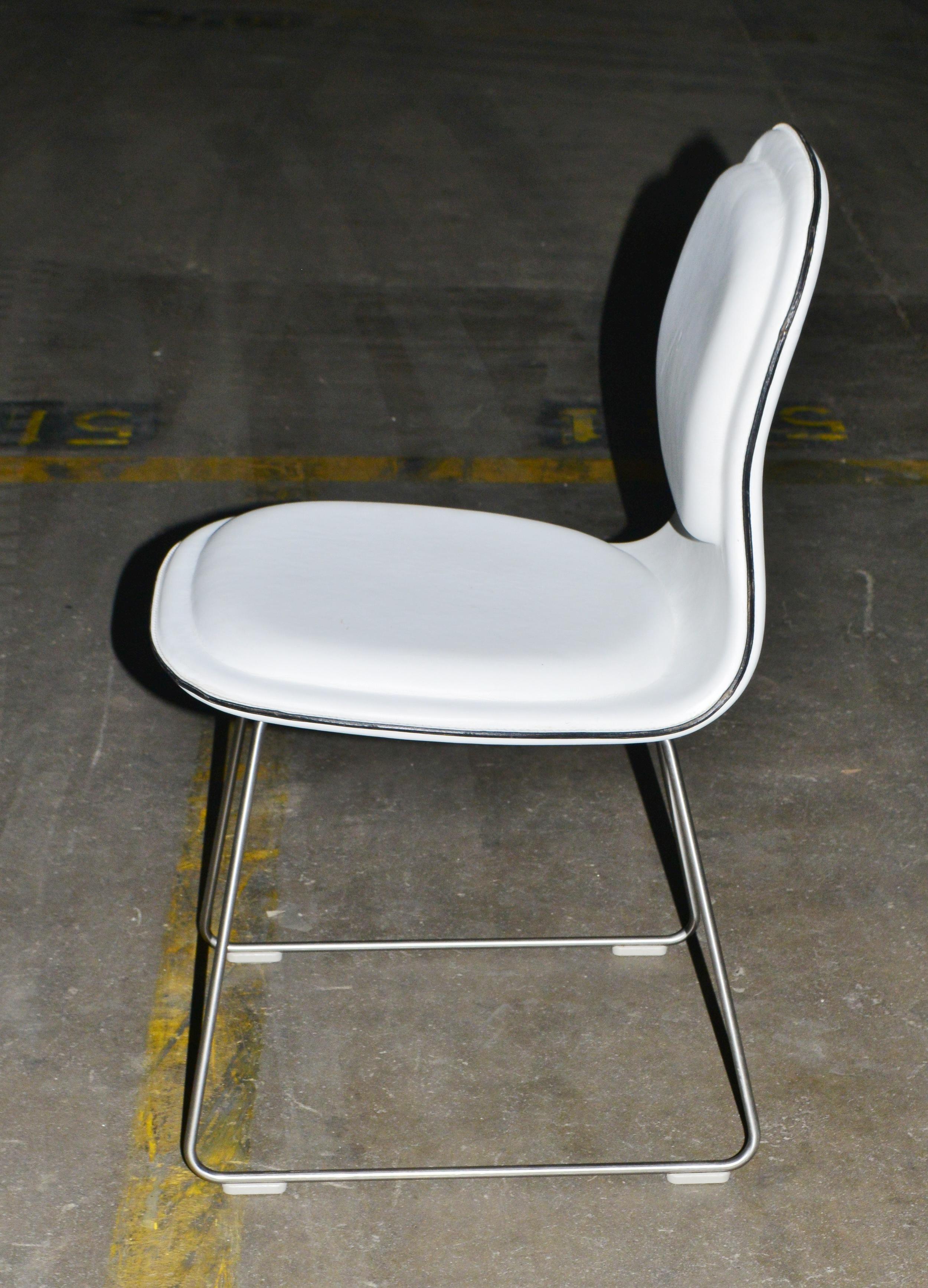 20th Century Jasper Morrison For Cappellini 'Hi Pad' White Leather Chairs