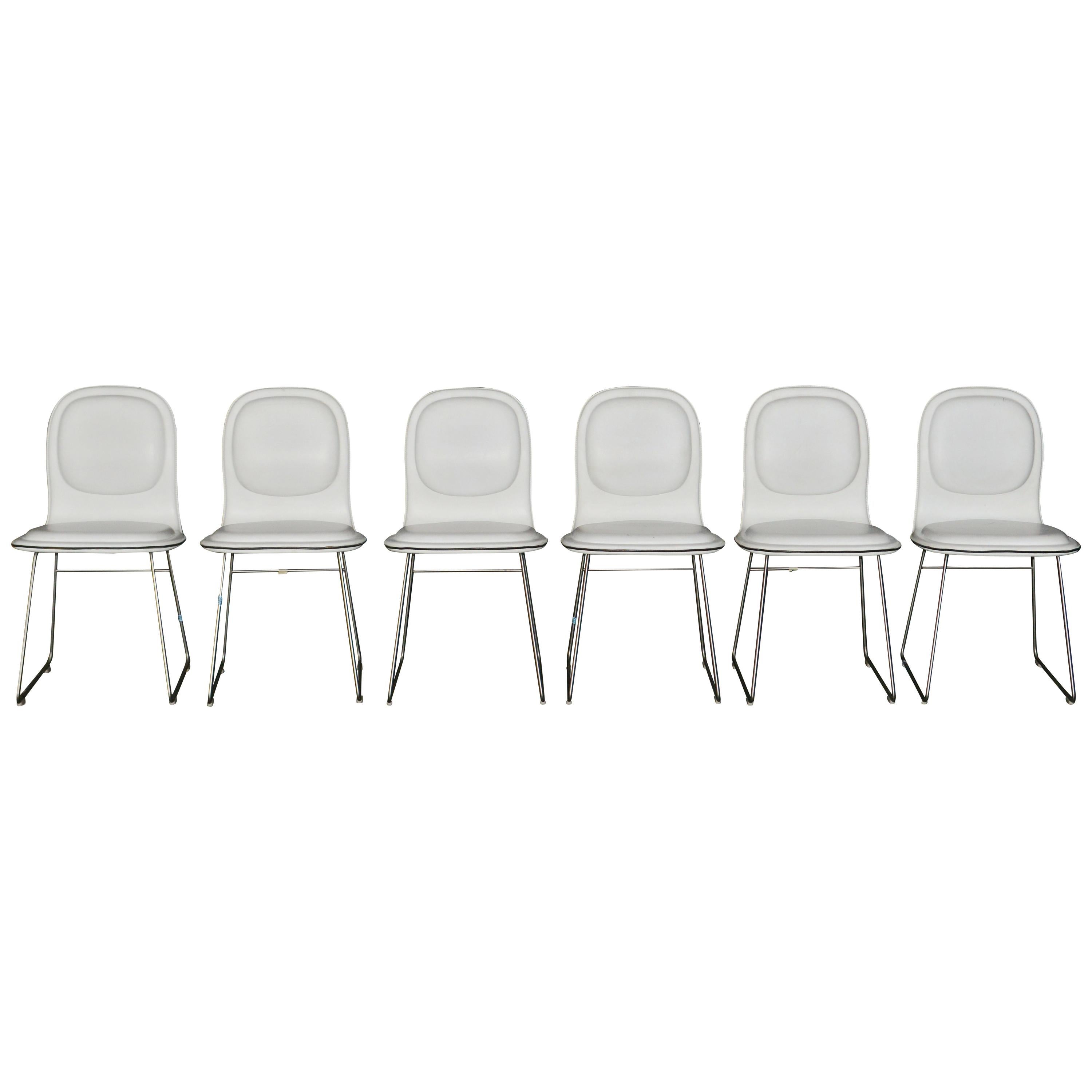 Jasper Morrison For Cappellini 'Hi Pad' White Leather Chairs