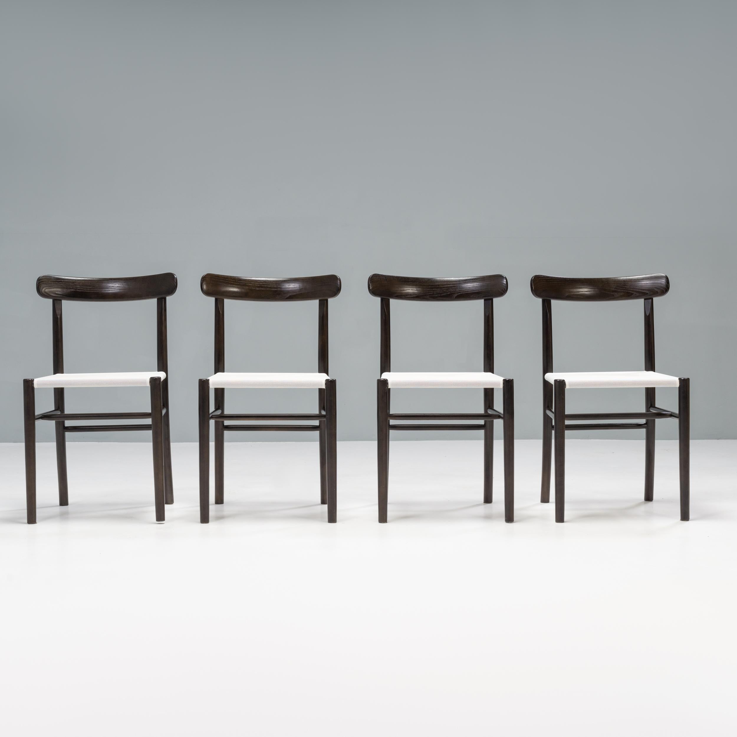Designed by Jasper Morrison for the Japanese furniture manufacturer Maruni, the Lightwood dining chair collection was inspired by Japanese architecture and design.

Constructed from maple wood with a black urethane finish, the chairs are expertly