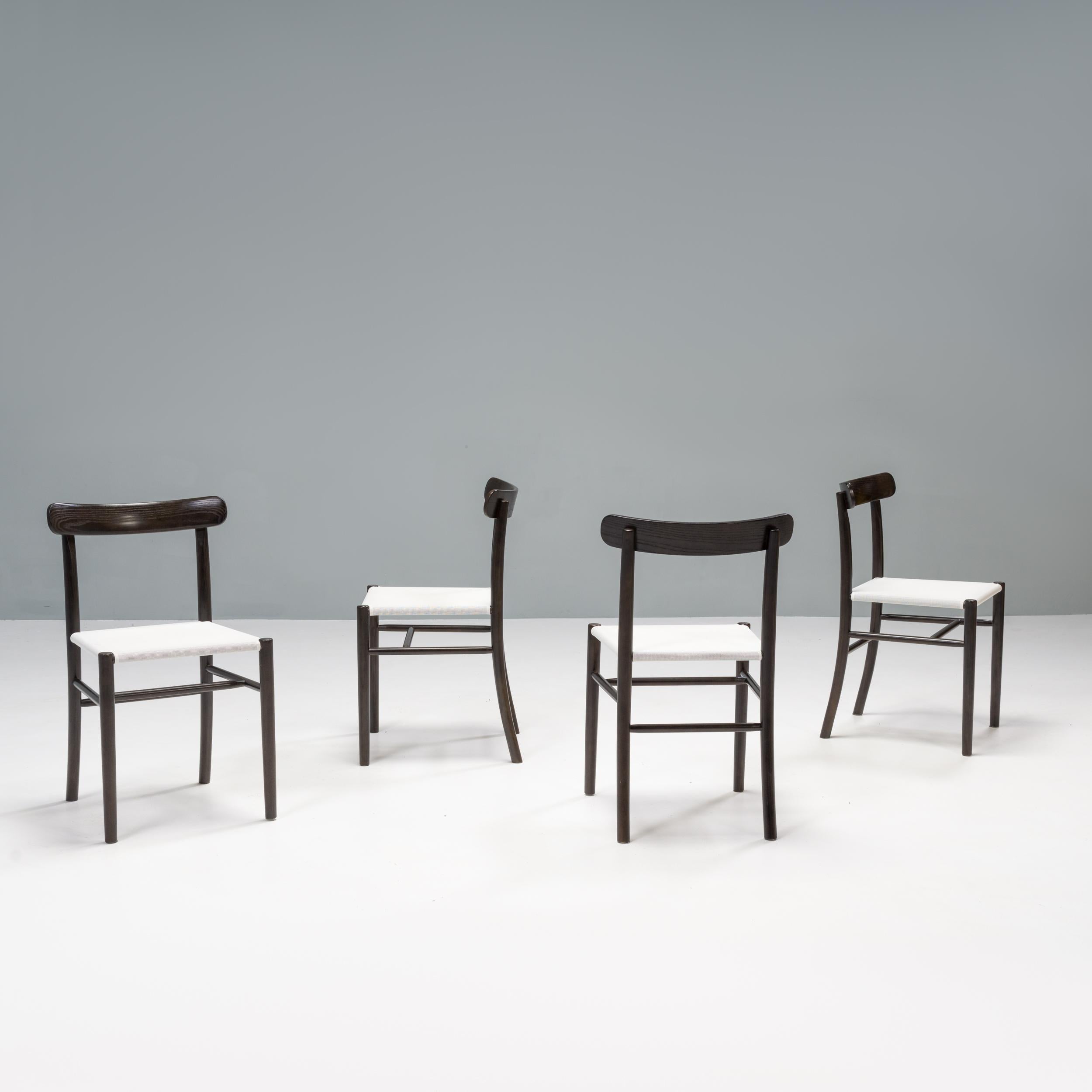 Japanese Jasper Morrison for Maruni Black Maple & White Mesh Dining Chairs, Set of 4