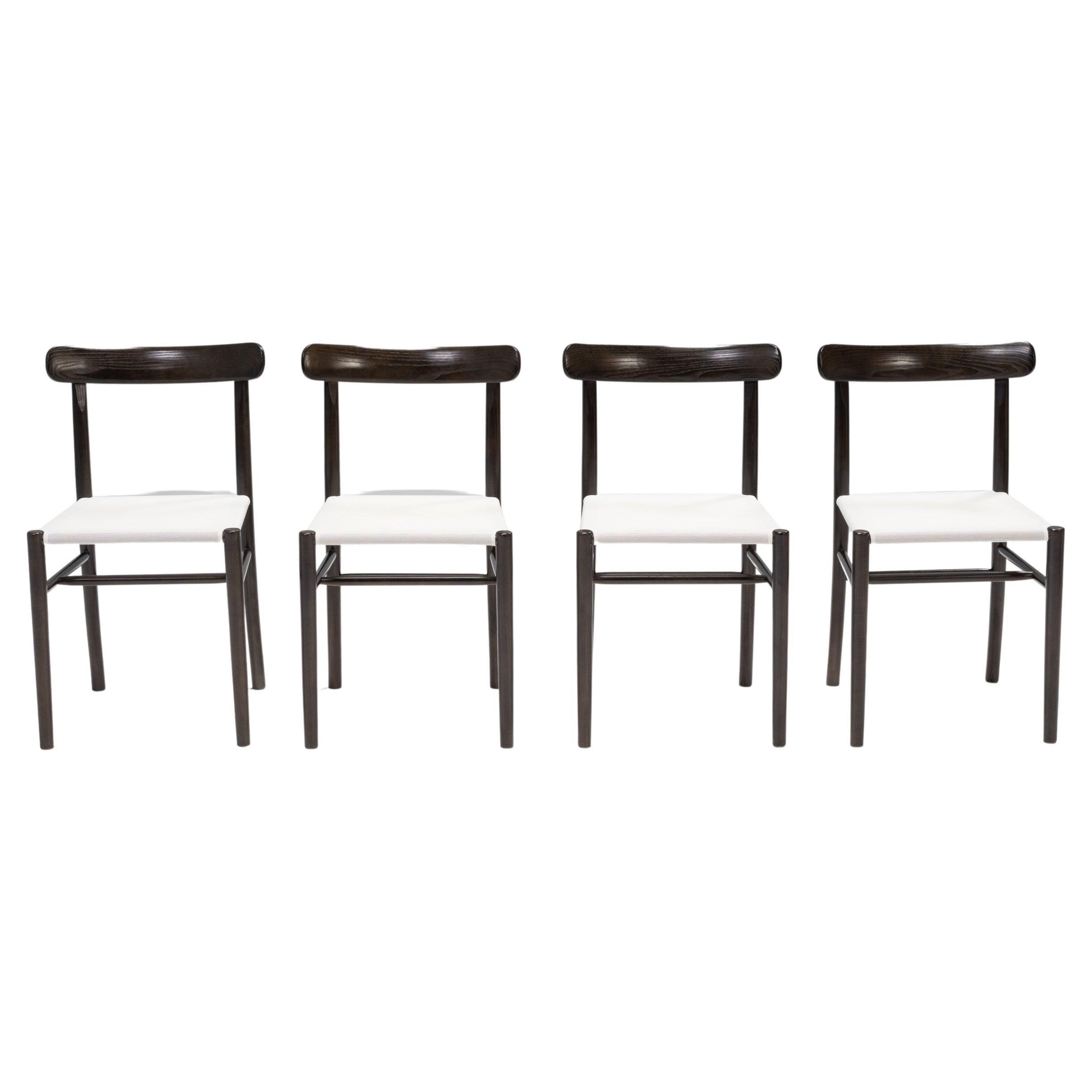 Jasper Morrison for Maruni Black Maple & White Mesh Dining Chairs, Set of 4