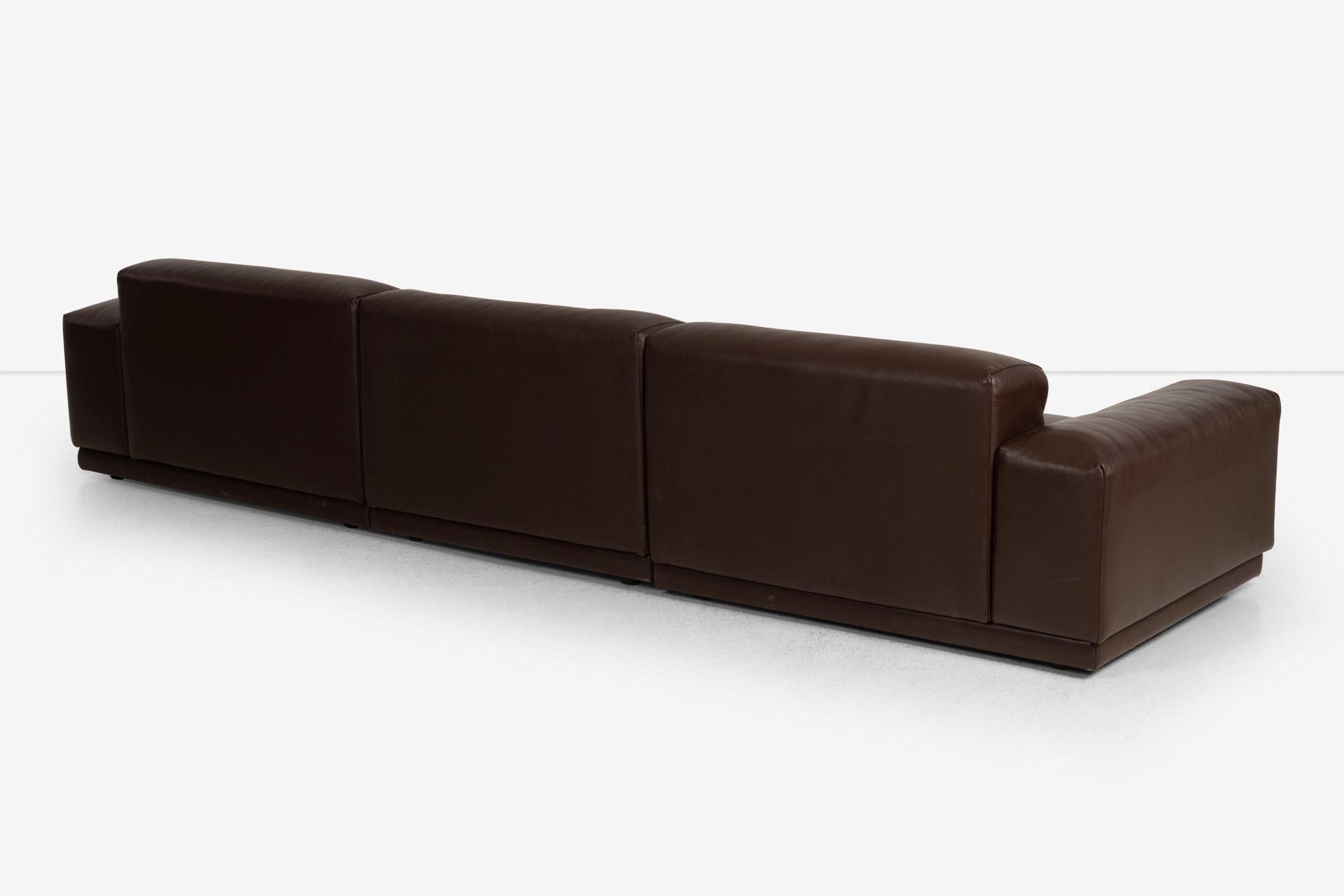 Jasper Morrison for Vitra Canapé modulable en cuir souple brun chocolat en vente 2