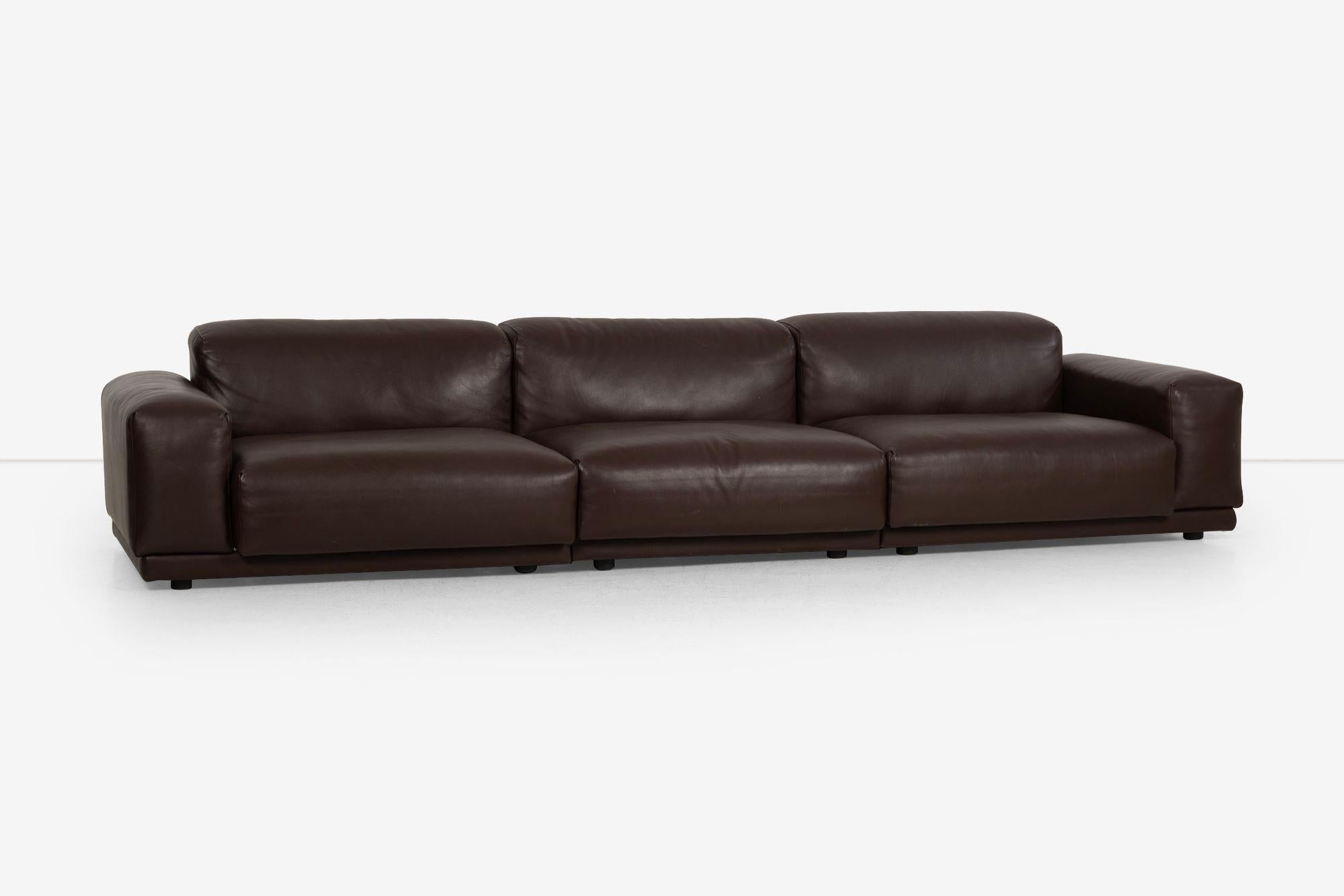 Moderne Jasper Morrison for Vitra Canapé modulable en cuir souple brun chocolat en vente