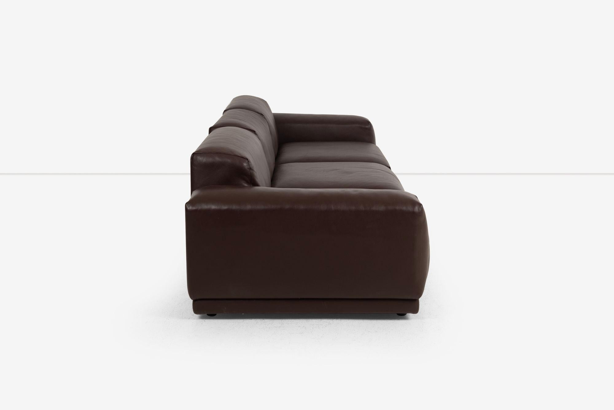Jasper Morrison for Vitra Canapé modulable en cuir souple brun chocolat Bon état - En vente à Chicago, IL