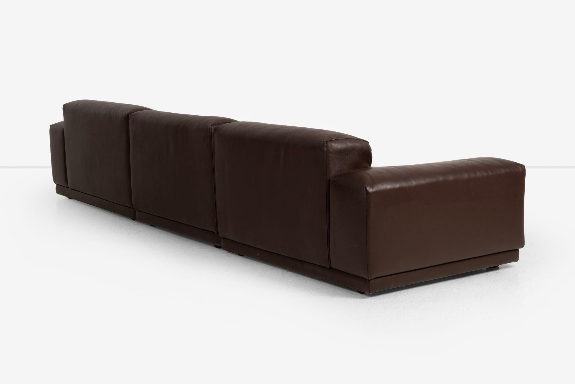 Acier Jasper Morrison for Vitra Canapé modulable en cuir souple brun chocolat en vente