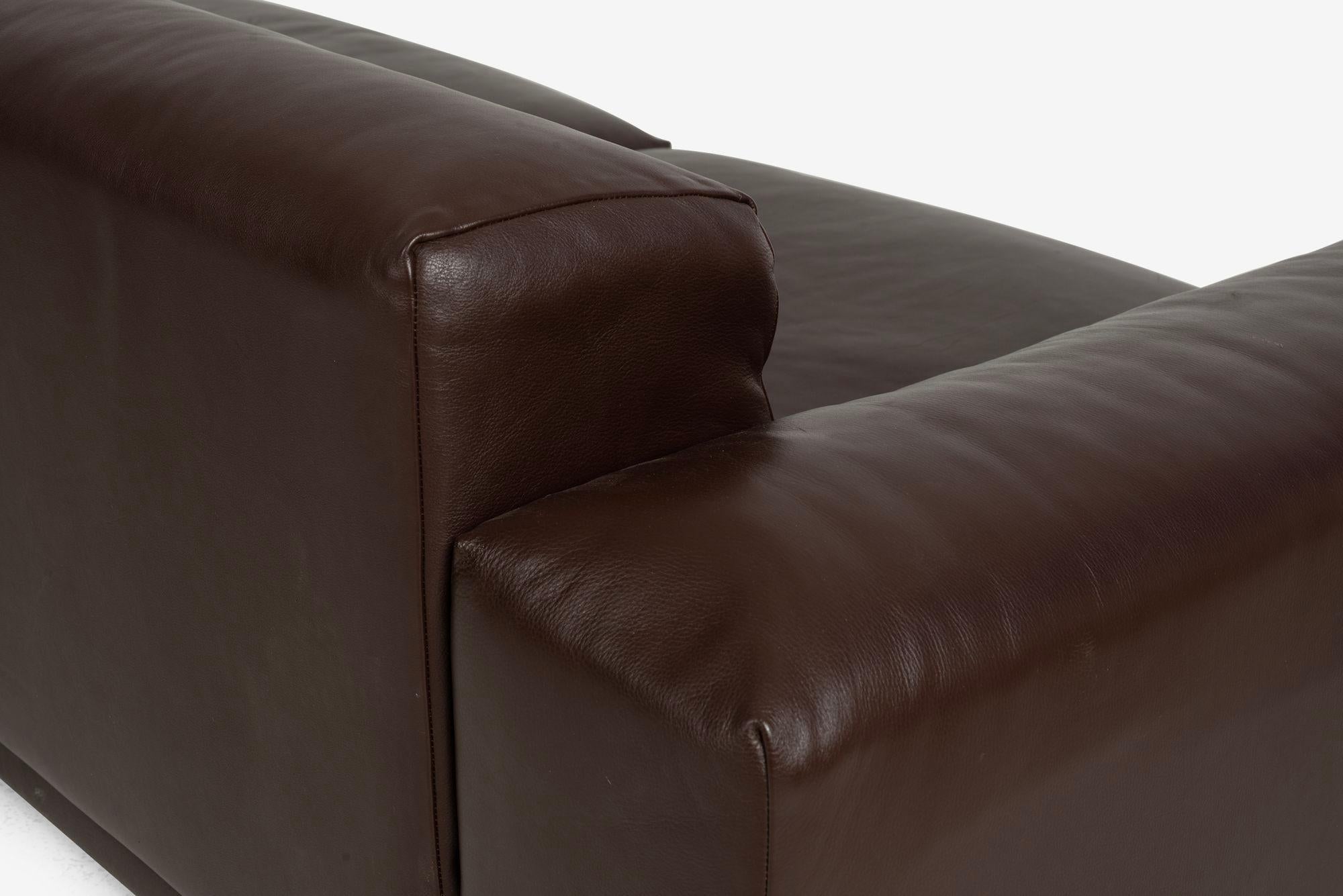 Jasper Morrison for Vitra Canapé modulable en cuir souple brun chocolat en vente 1
