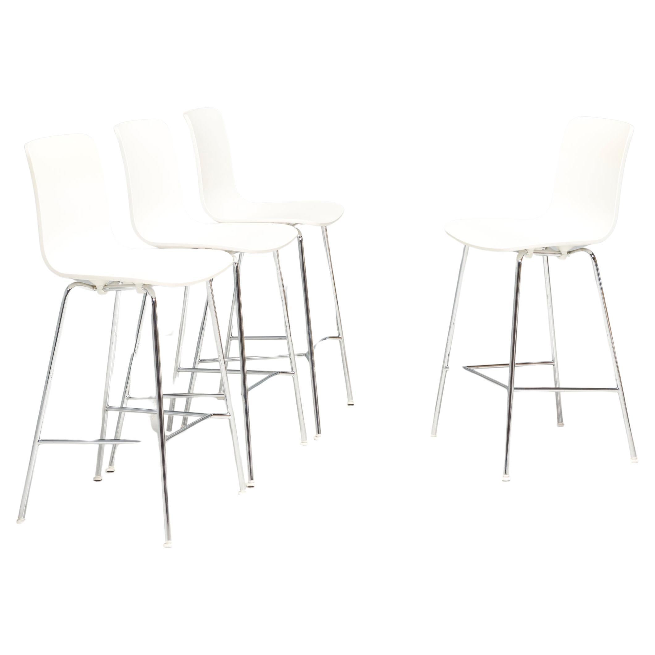 Jasper Morrison pour Vitra White HAL RE Medium Bar Stools, 2013, lot de 4 en vente