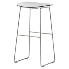 Jasper Morrison Large Hi Pad Bar Stool in White Leather Upholstery by Cappellini