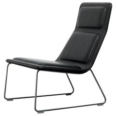 Fauteuil à bascule Jasper Morrison en hêtre avec cuir noir pour Cappellini