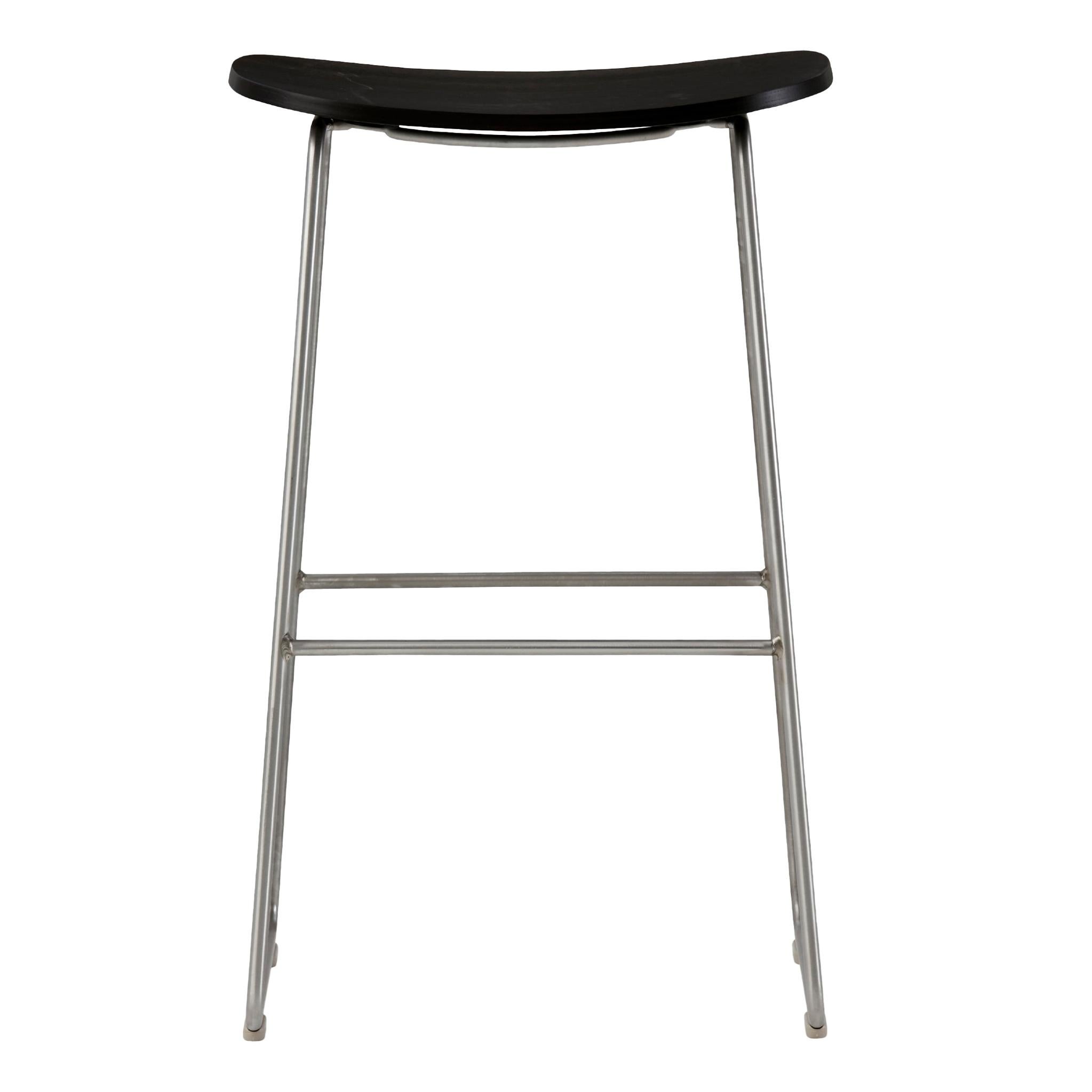 For Sale: Black (112_Black Stained Ash) Jasper Morrison Medium Morrison Stool in Ash and Fabric or Leather for