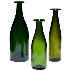 Jasper Morrison Set of 3 Green Bottle Vase in Glass for Cappellini