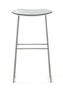 Jasper Morrison Small Hi Pad Stool in White Leather by Cappellini