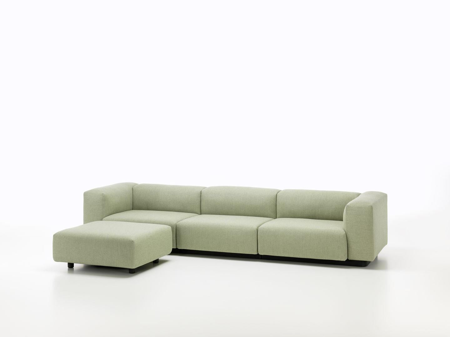 Sofa designed by Jasper Morrison in 2016.
Manufactured by Vitra, Switzerland.

The Soft Modular sofa is Jasper Morrison's updated interpretation of what has become a modern classic: the low-slung modular sofa with a decidedly horizontal emphasis.