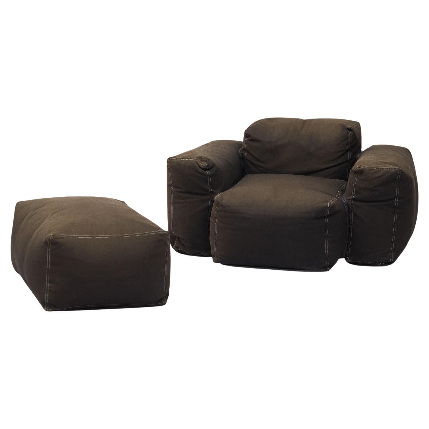 Poltrona e pouf Super Oblong di Jasper Morrison - raro design degli anni 
90 per Cappellini in vendita