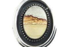 Jasper Owyhee Desert Scene Sterling Silver Pendant for Necklace