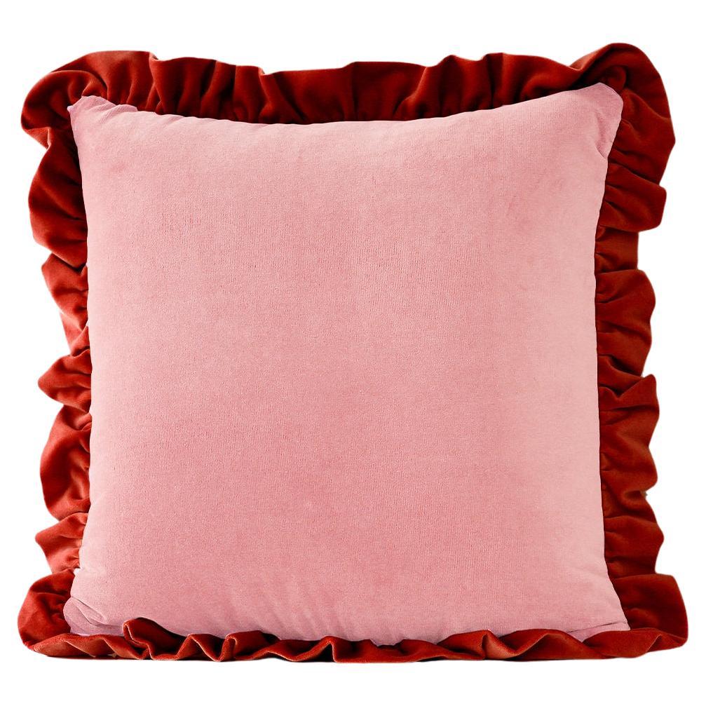 Jasper Rose and Camel Ruffled Velvet Deluxe Handmade Decorative Pillow ...