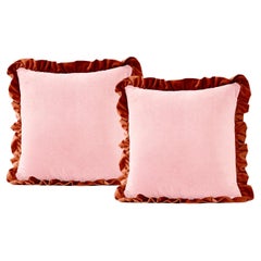 Jasper Rosa & Ziegel - 2er-Set Samt Deluxe Handgefertigte Frilled-Kissen