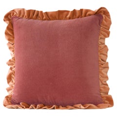 Jasper Rose and Camel Ruffled Velvet Deluxe Handmade Decorative Pillow