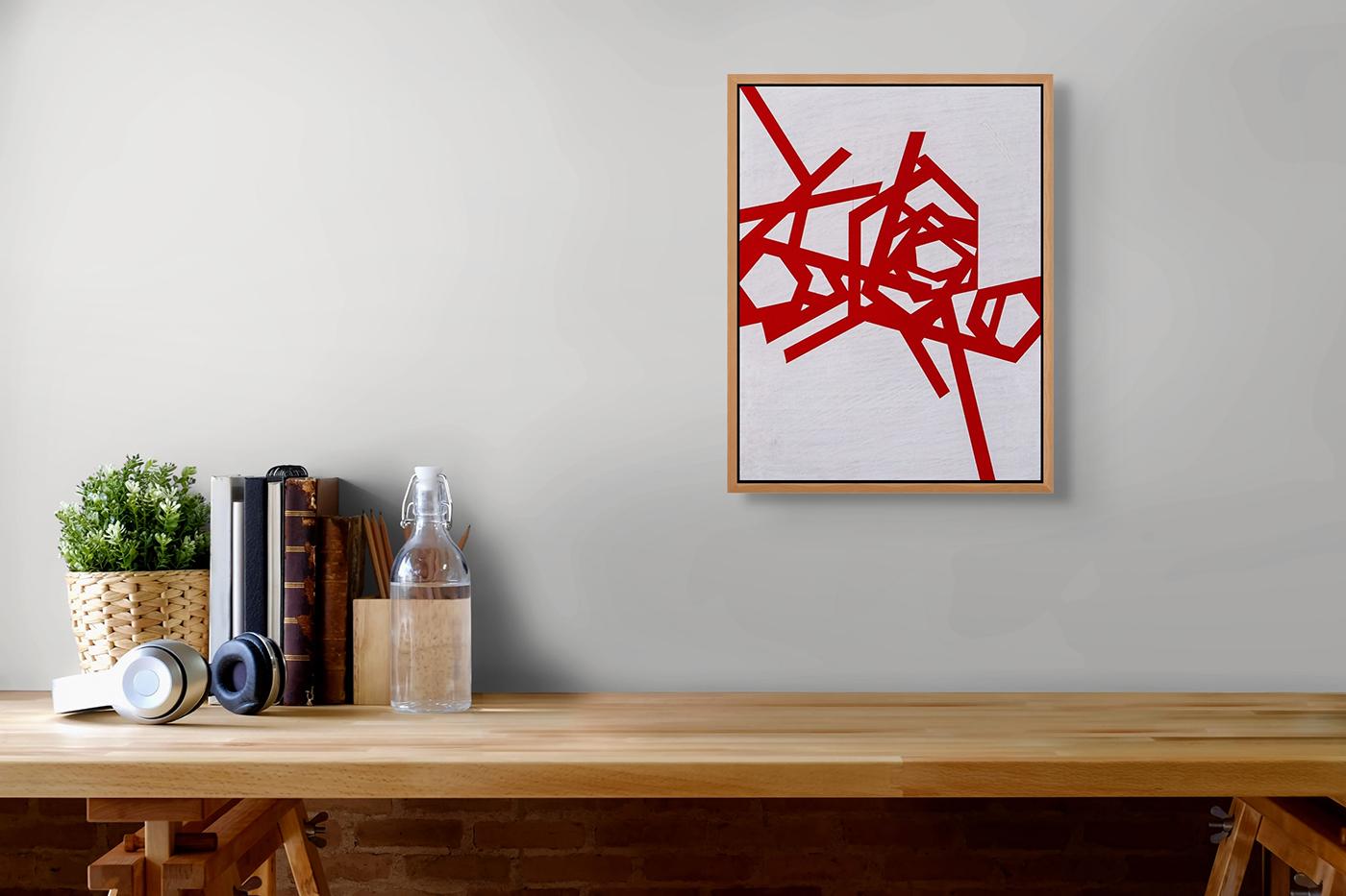 Untitled 2023 (red-white) (Abstract painting) - Painting by Jasper van der Graaf
