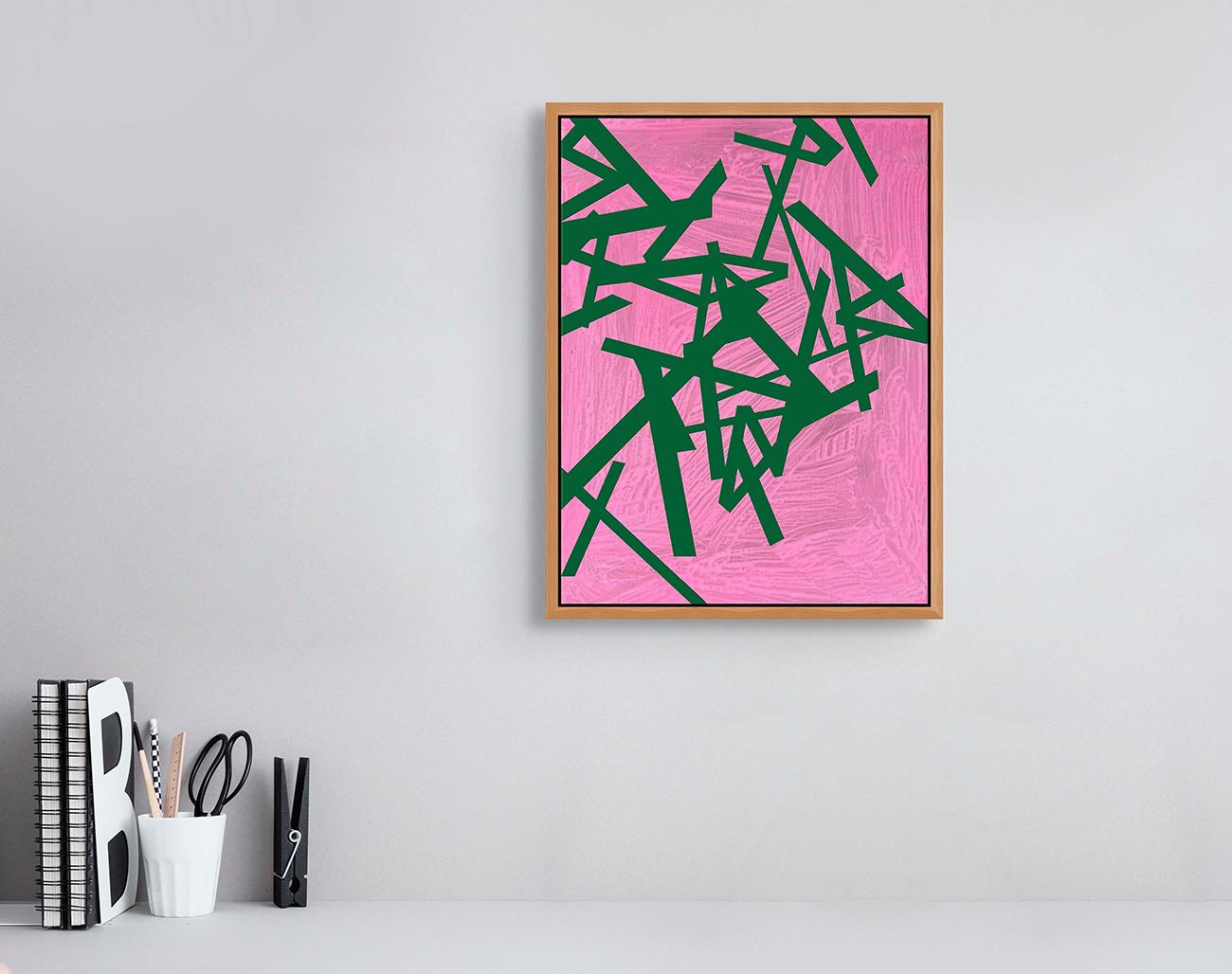 Senza titolo 2024 (verde-rosa) (Pittura astratta) - Painting di Jasper van der Graaf