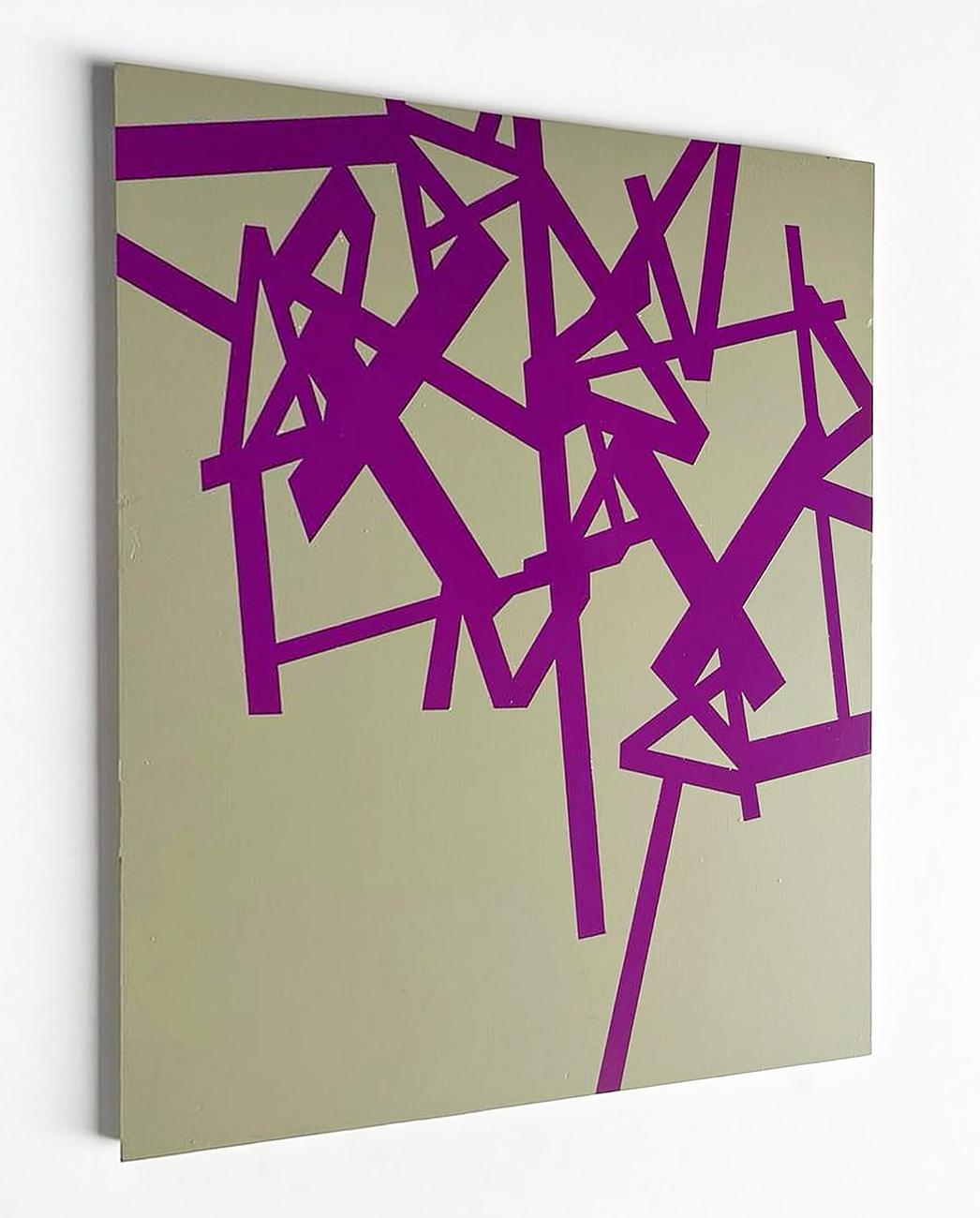Untitled 2024 (purple-beige) (Abstract painting) - Beige Abstract Painting by Jasper van der Graaf