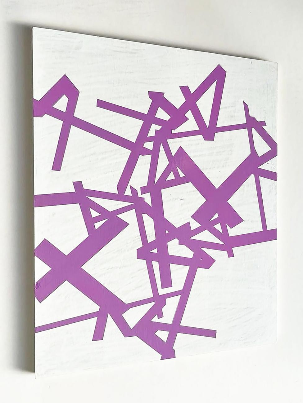 Ohne Titel 2024 (lila-weiß) (Abstraktes Gemälde) (Grau), Abstract Painting, von Jasper van der Graaf