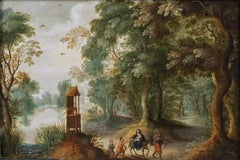17th c. Flemish - Landscape with Flight to Egypt - Antwerp circa 1630
