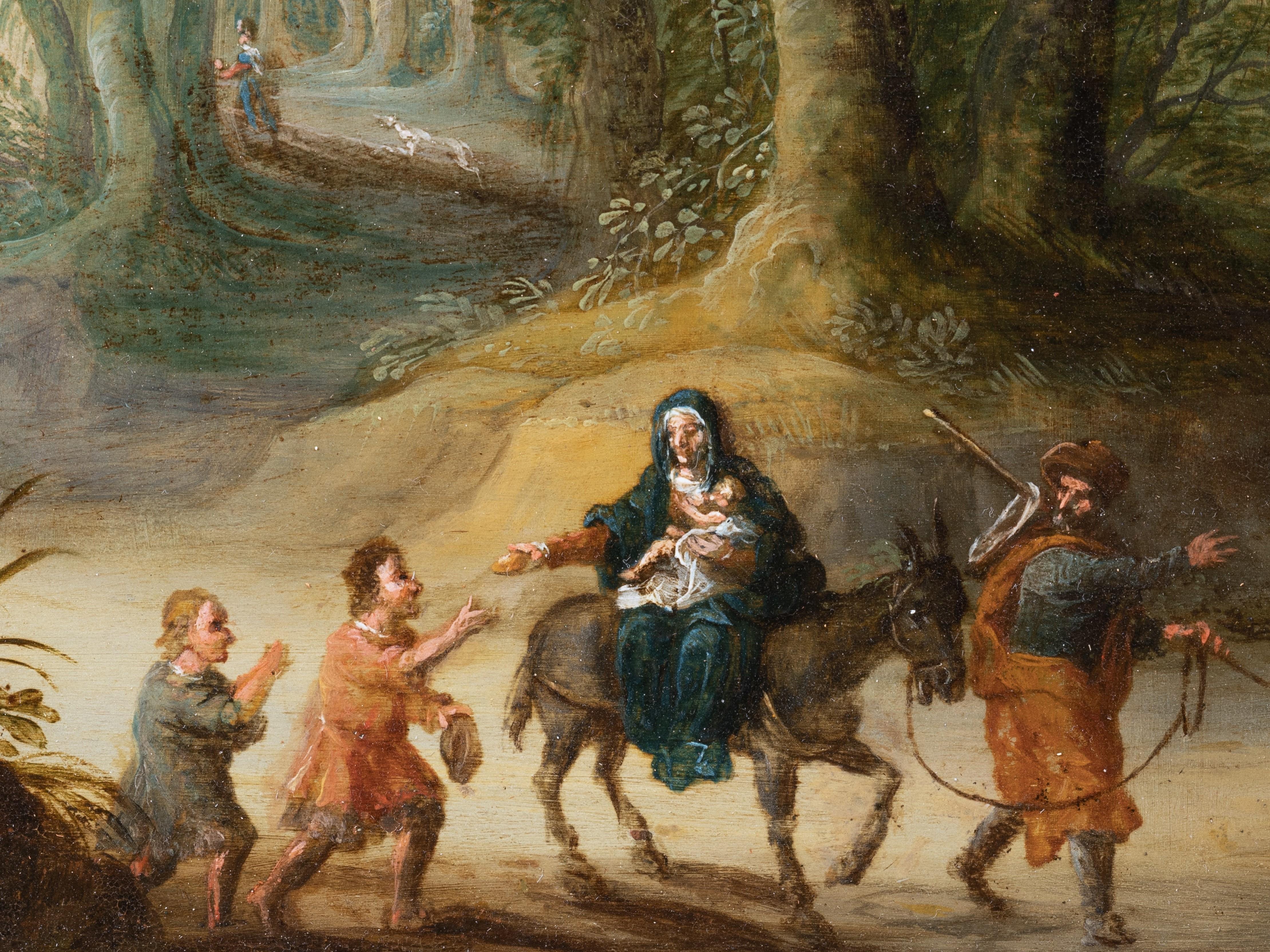 17th c. Flemish - Landscape with Flight to Egypt - Antwerp circa 1630 For Sale 2
