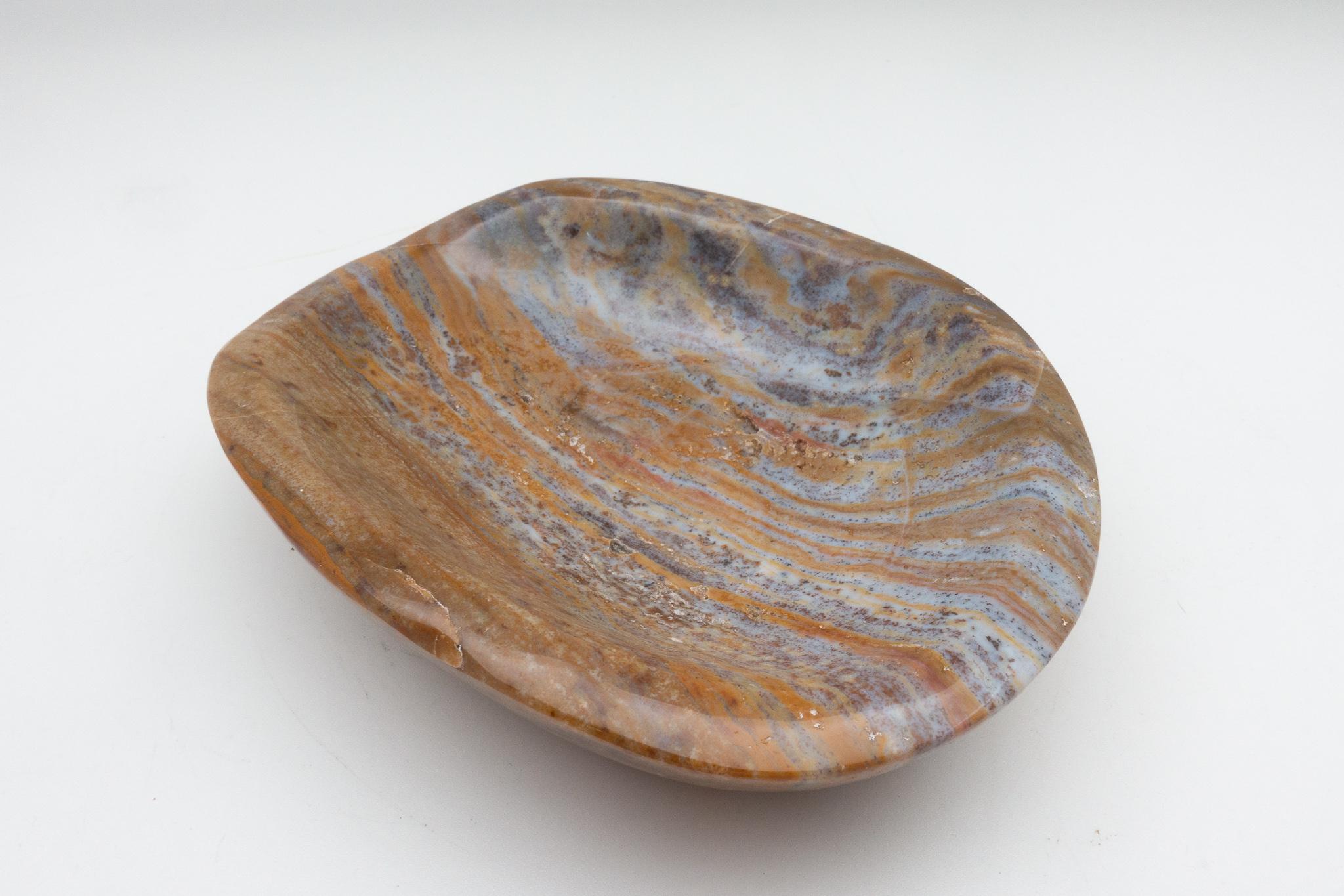 Hand-Carved Jasper Vide Poche Bowl, Hand Carved in Madagascar