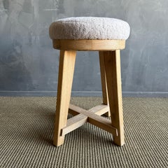 Jasper White Oak Swivel Stool with Genuine Sheepskin Upholstery in Natural