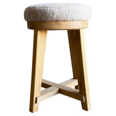 Jasper White Oak Swivel Stool with Genuine Sheepskin Upholstery in Natural