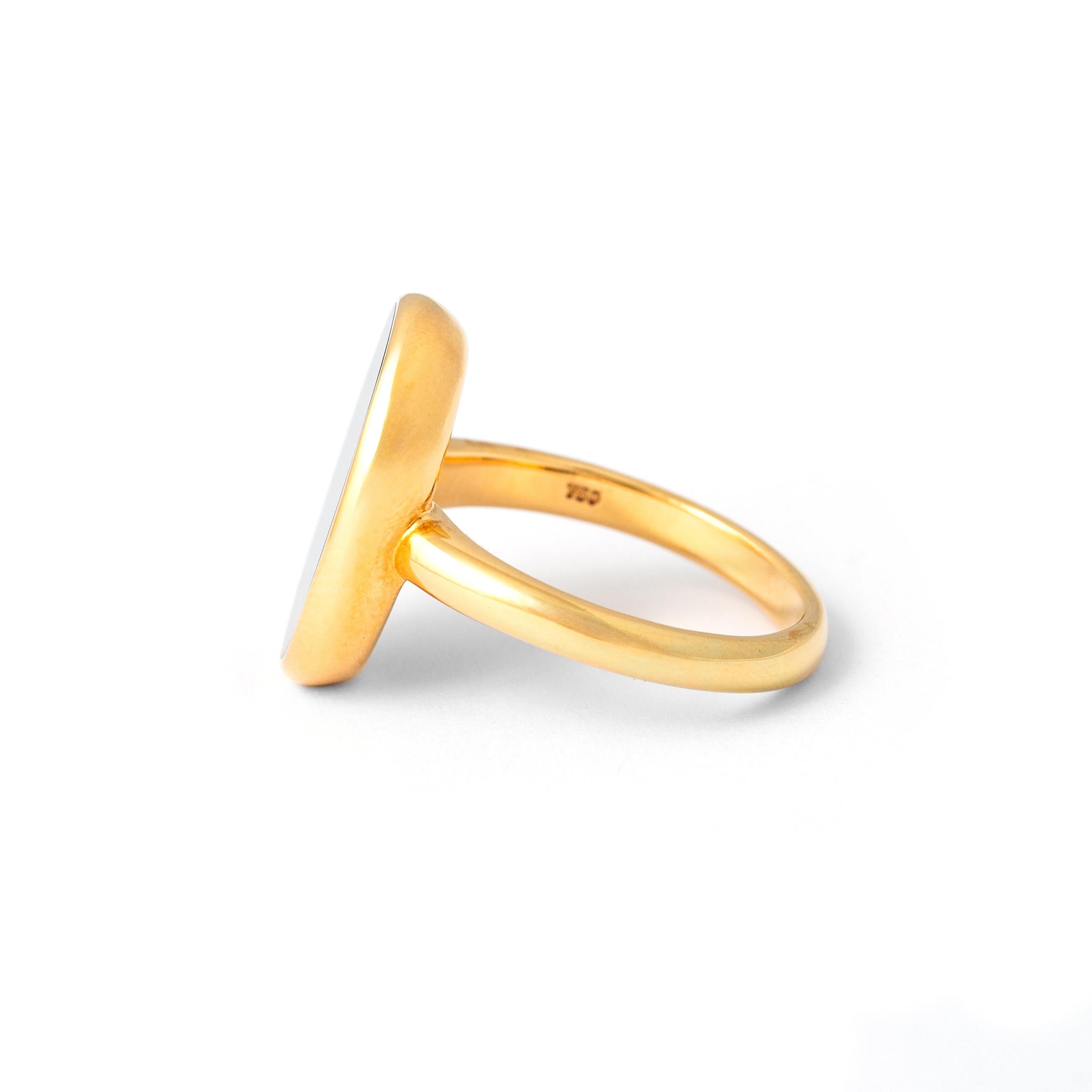 Women's or Men's Jasper Yellow Gold 18K Ring For Sale