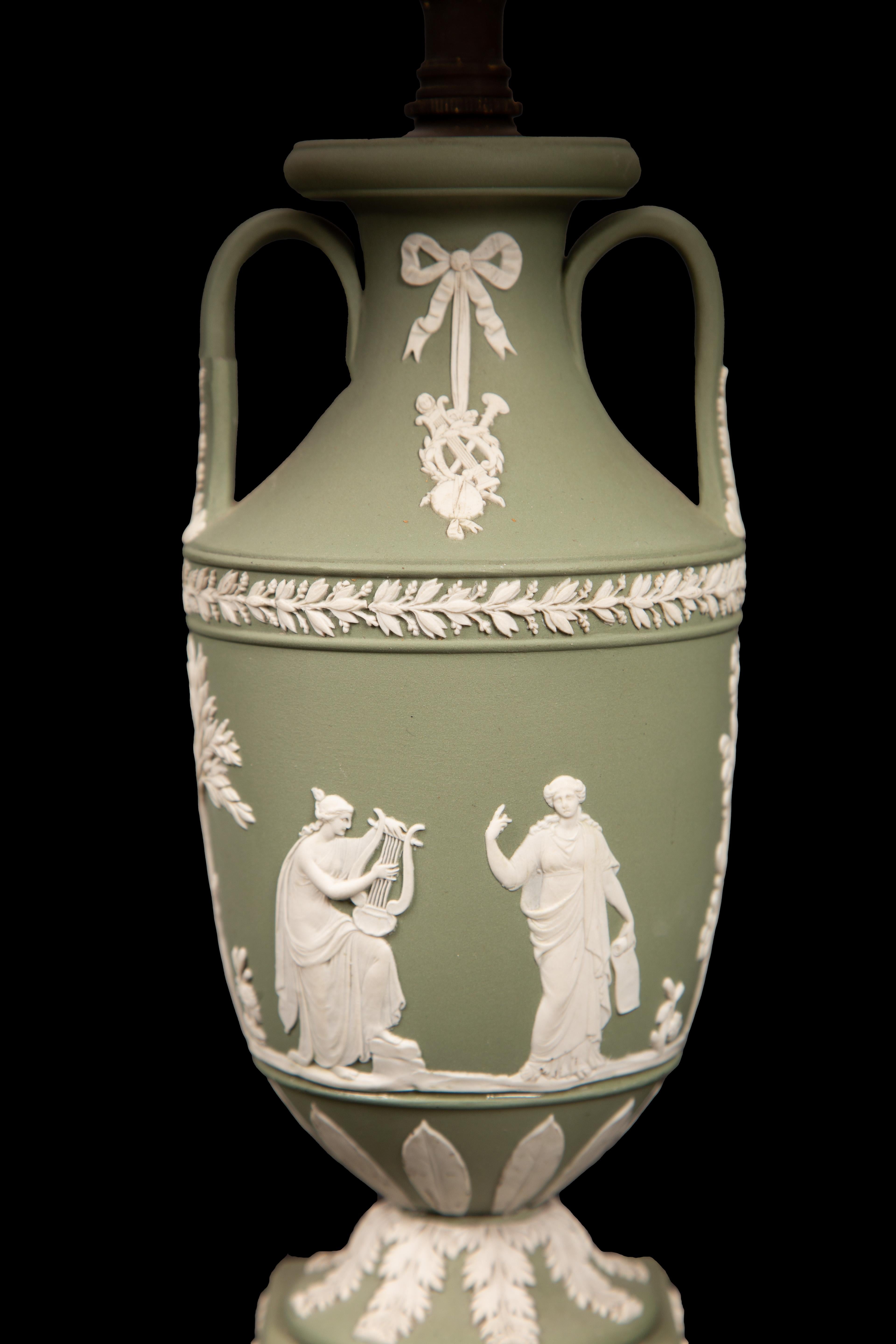 Jasperware Lamps by Wedgewood, Pair In Distressed Condition In New York, NY