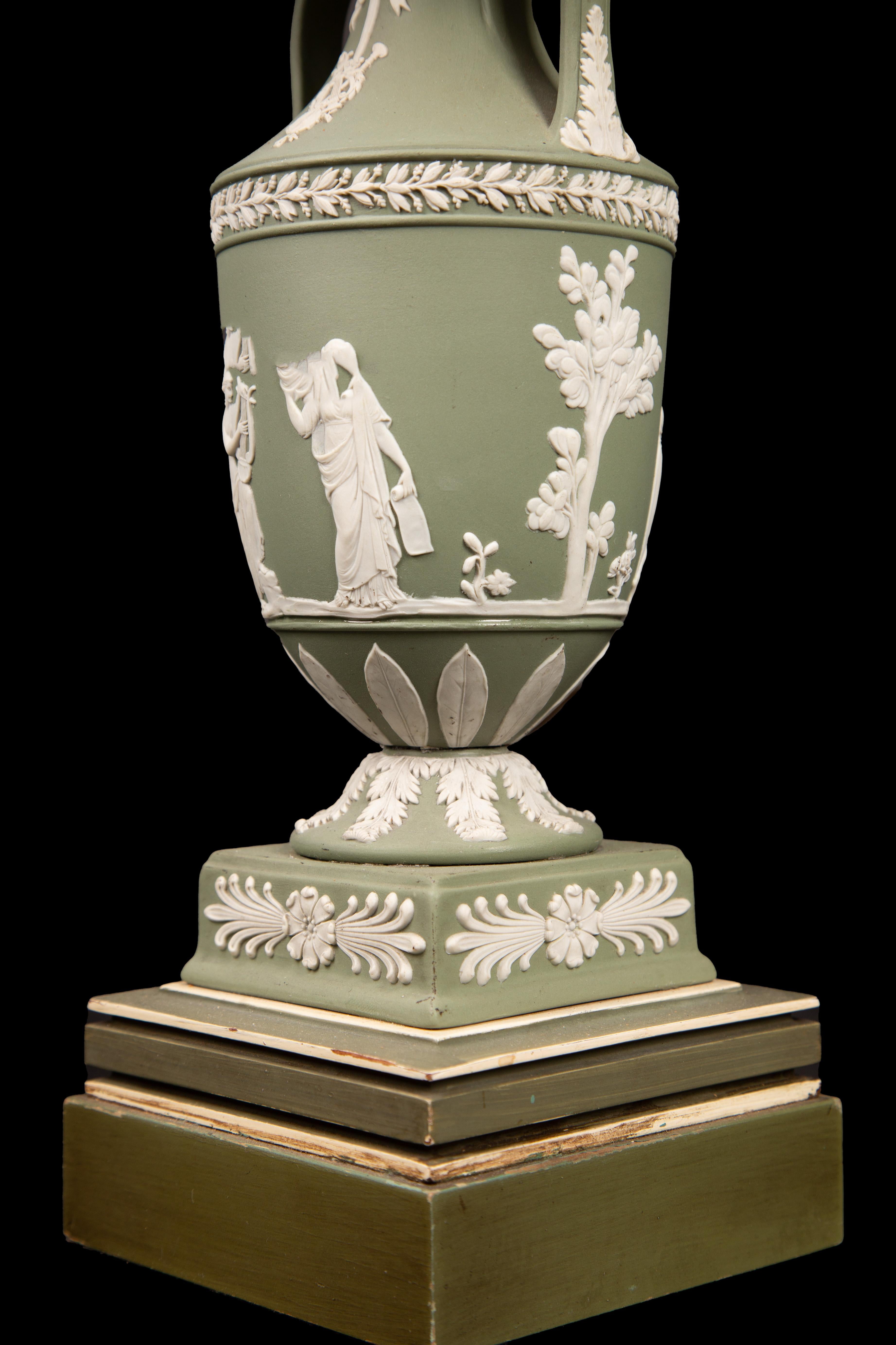 Ceramic Jasperware Lamps by Wedgewood, Pair